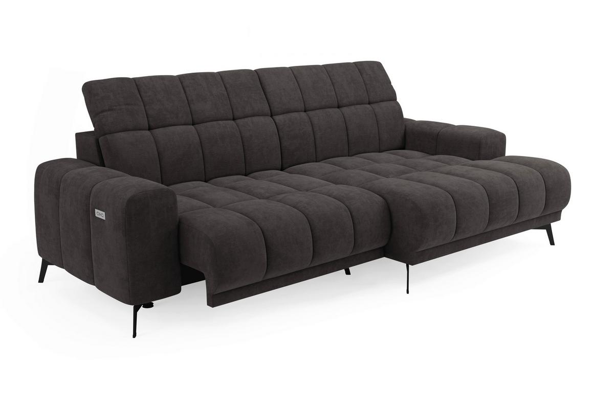 Rohová sedačka LAYA, pravá, tmavě hnědá tkanina MEMPHIS - tmavě hnědá, Moderní, textil (250/155cm) - Premium Living