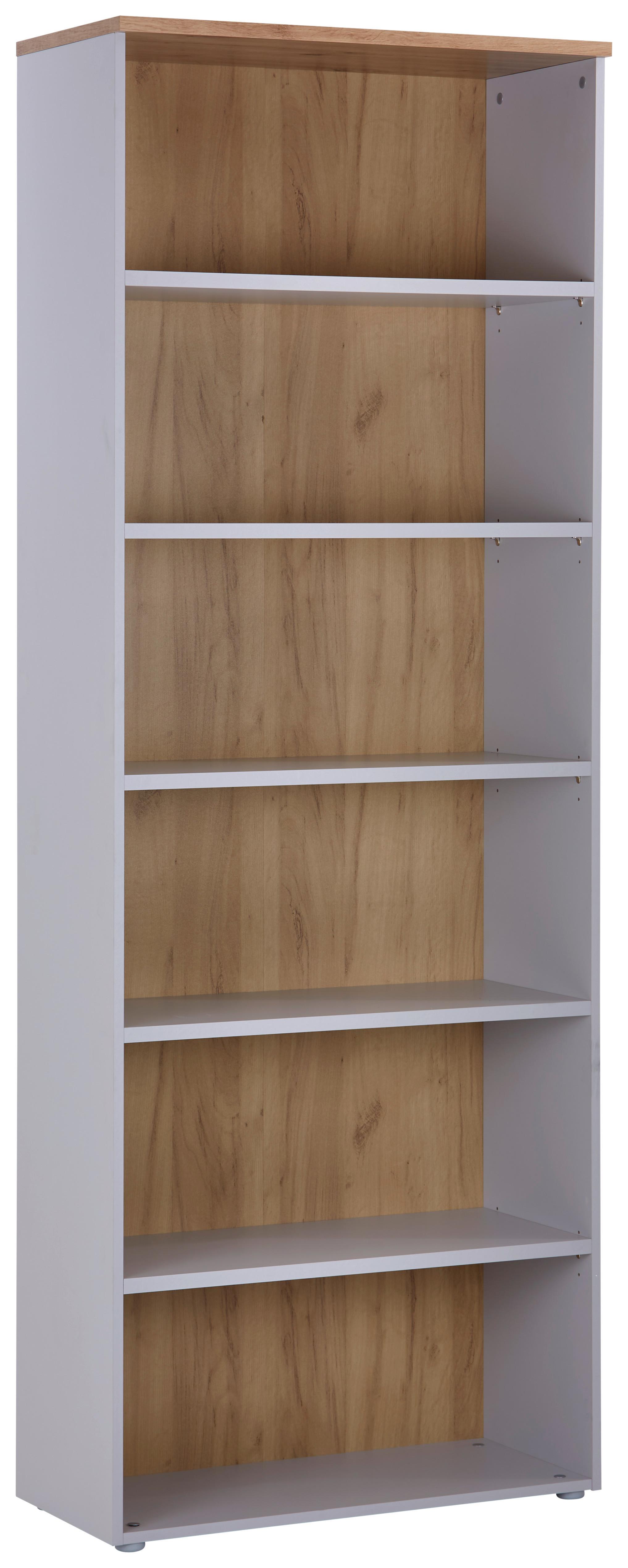 Regál na dokumenty KONTOR K2 - šedá/barvy dubu, Moderní, kompozitní dřevo (80/220/38cm)