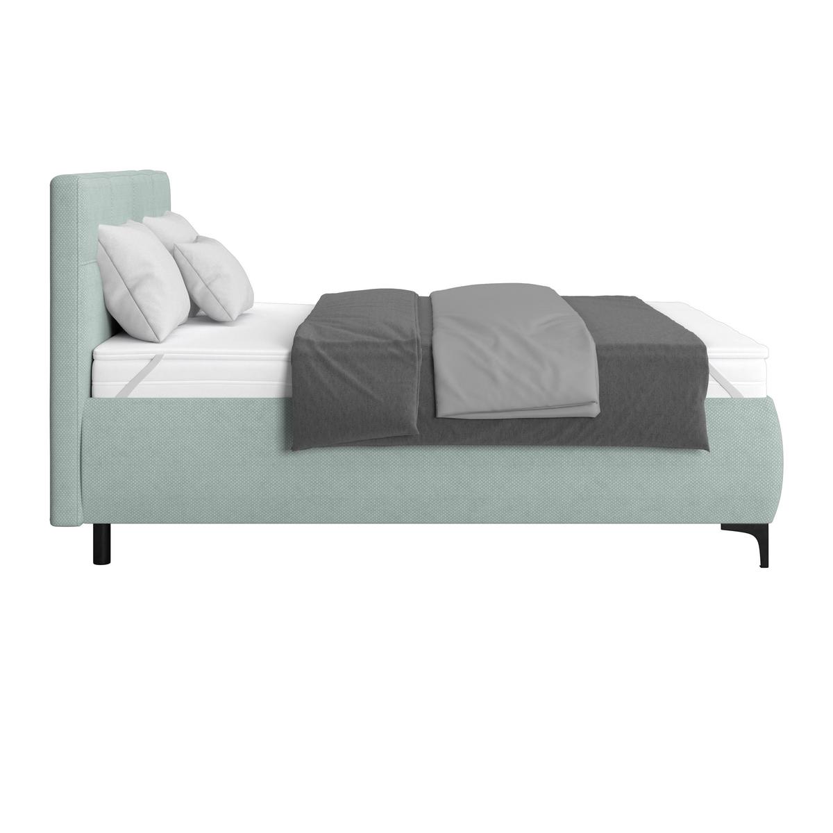 Polsterbett Zeni 140 - Türkis/Schwarz, KONVENTIONELL, Holz/Textil (140/200cm)