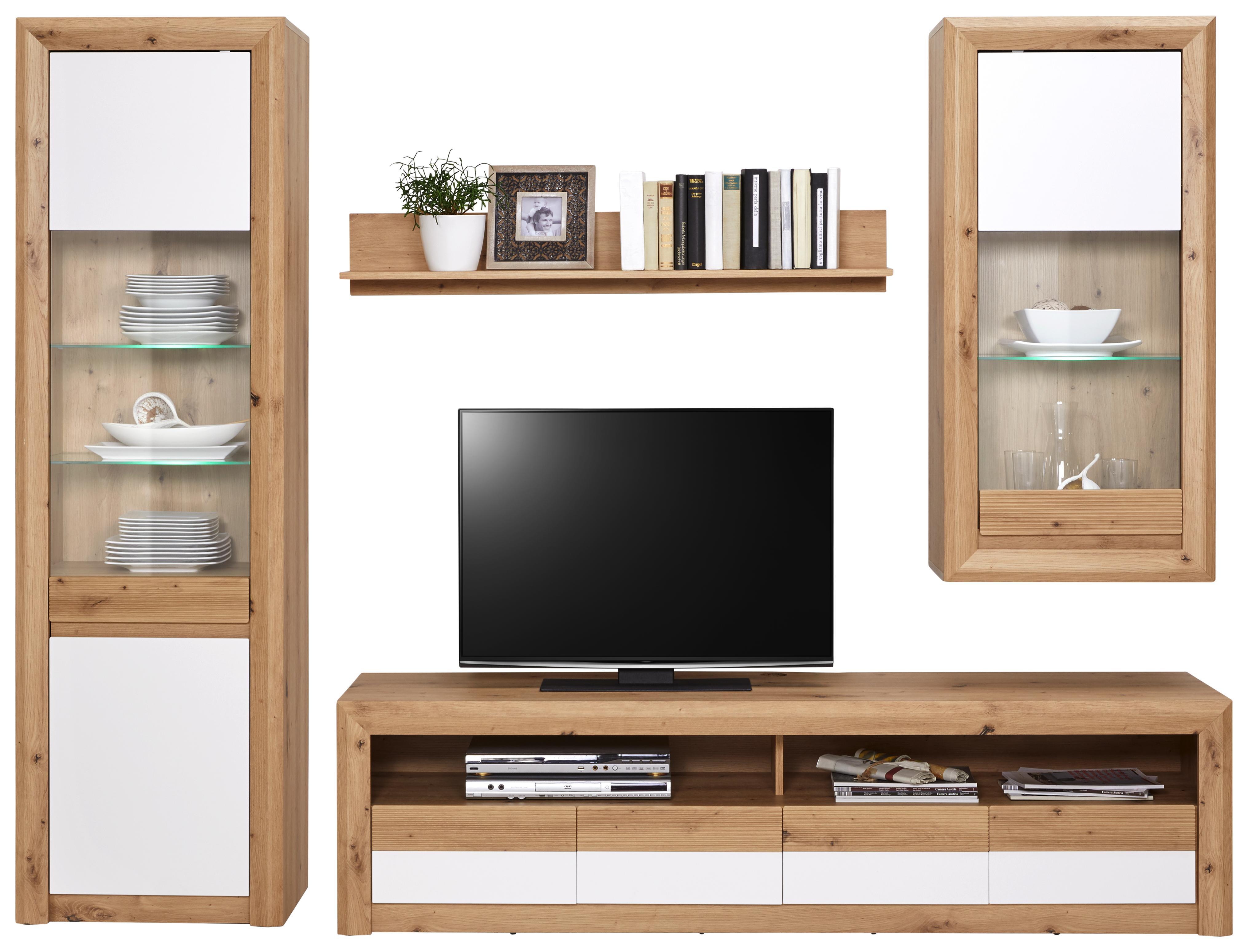 Wohnkombination Kashmir New 4 - Eichefarben/Weiß, MODERN, Holzwerkstoff (242/192/49cm) - James Wood