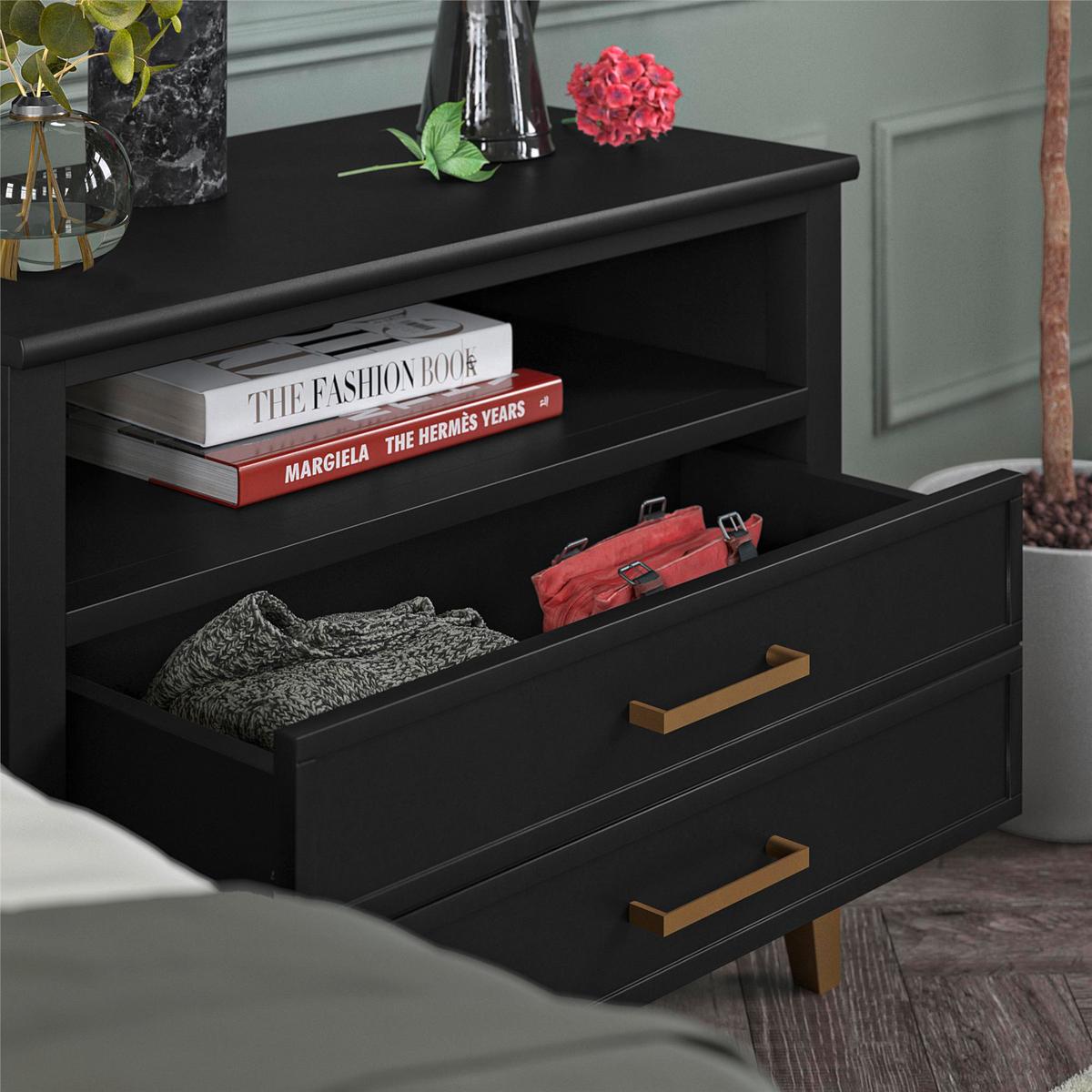 Nachttisch Westerleigh Schwarz/messingfarben B: 76 Cm - Messingfarben/Schwarz, Design, Holzwerkstoff (76/61/40cm) - MID.YOU