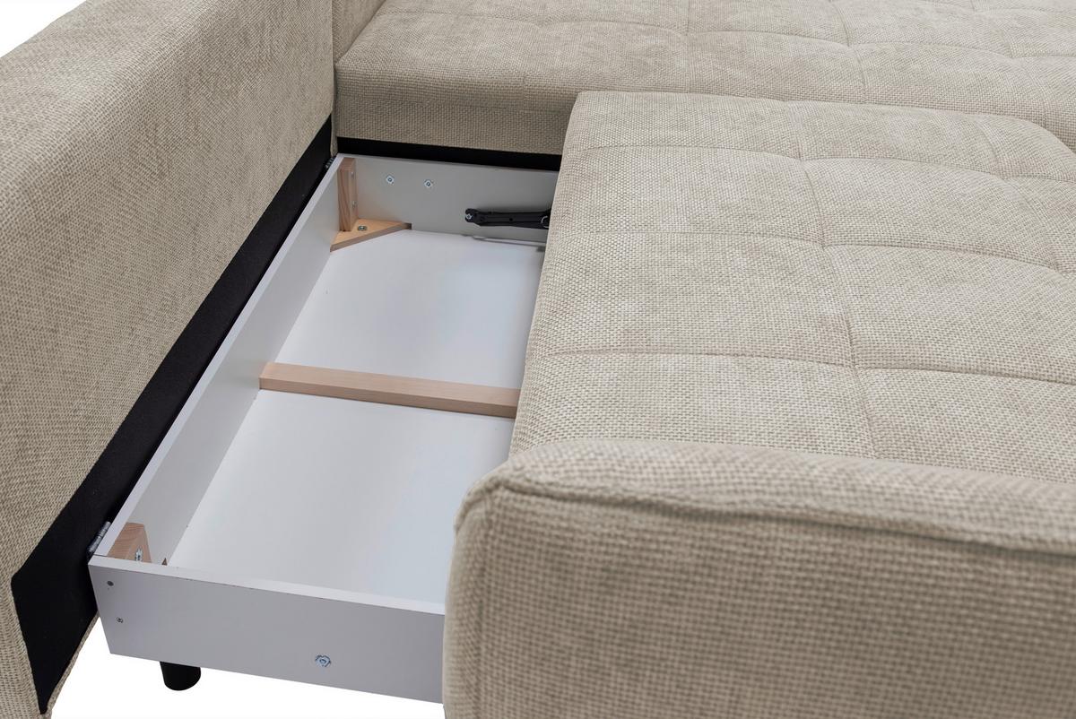 Ecksofa Samoa Sandfarben S: 187x282 cm - Sandfarben/Schwarz, Design, Textil (187/282cm) - Livetastic