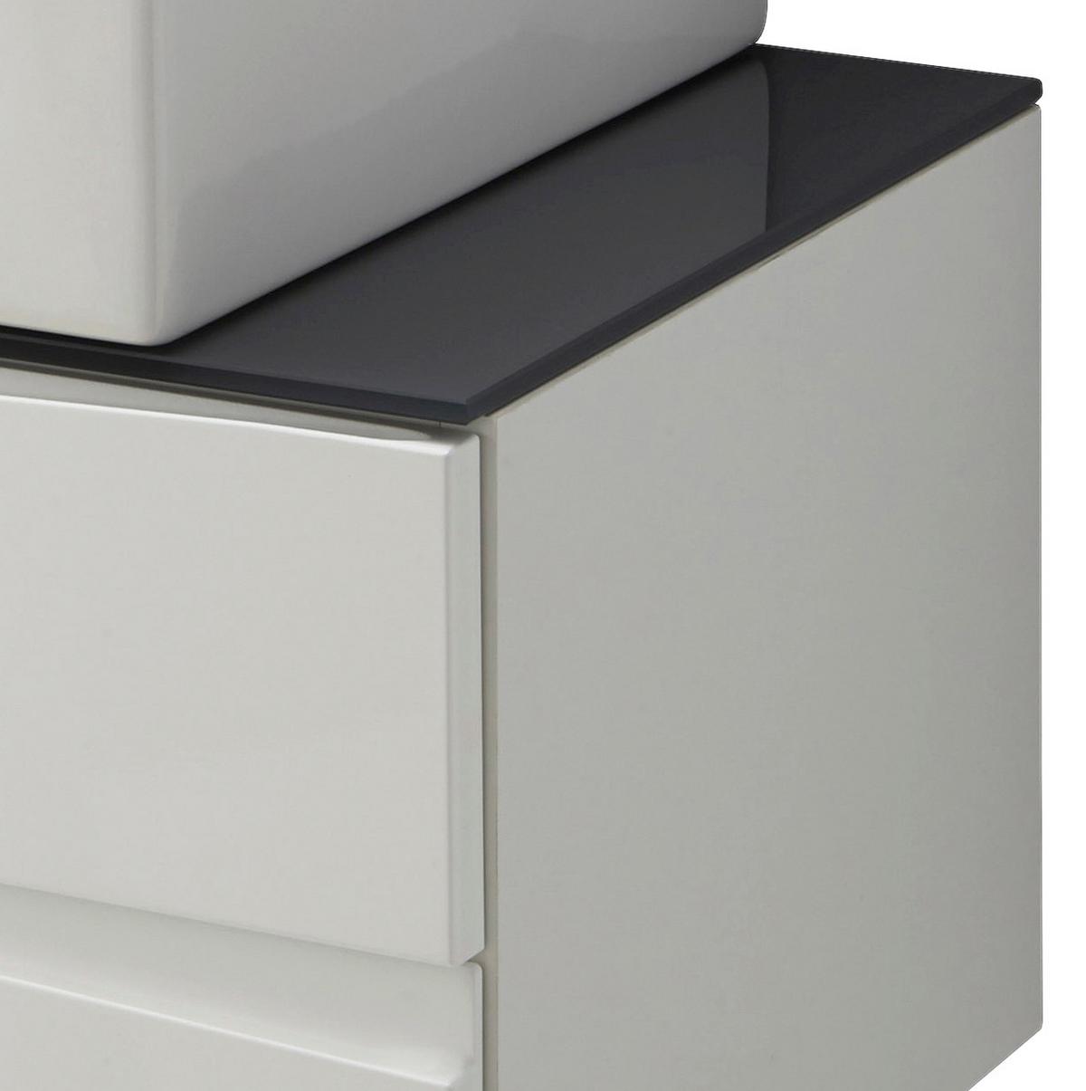 Waschbeckenunterschrank Shape B: 80cm Weiß Hochglanz - Weiß Hochglanz/Grau, MODERN, Glas/Holzwerkstoff (80/33/47cm) - MID.YOU