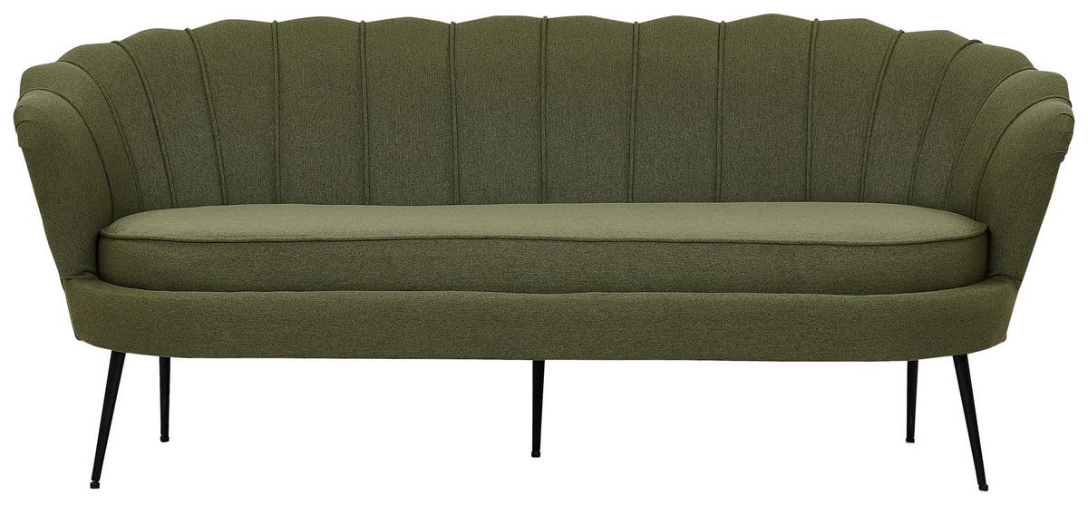 2-Sitzer-Sofa Calais - Schwarz/Olivgrün, Design, Textil/Metall (180/78.5/78cm) - Livetastic