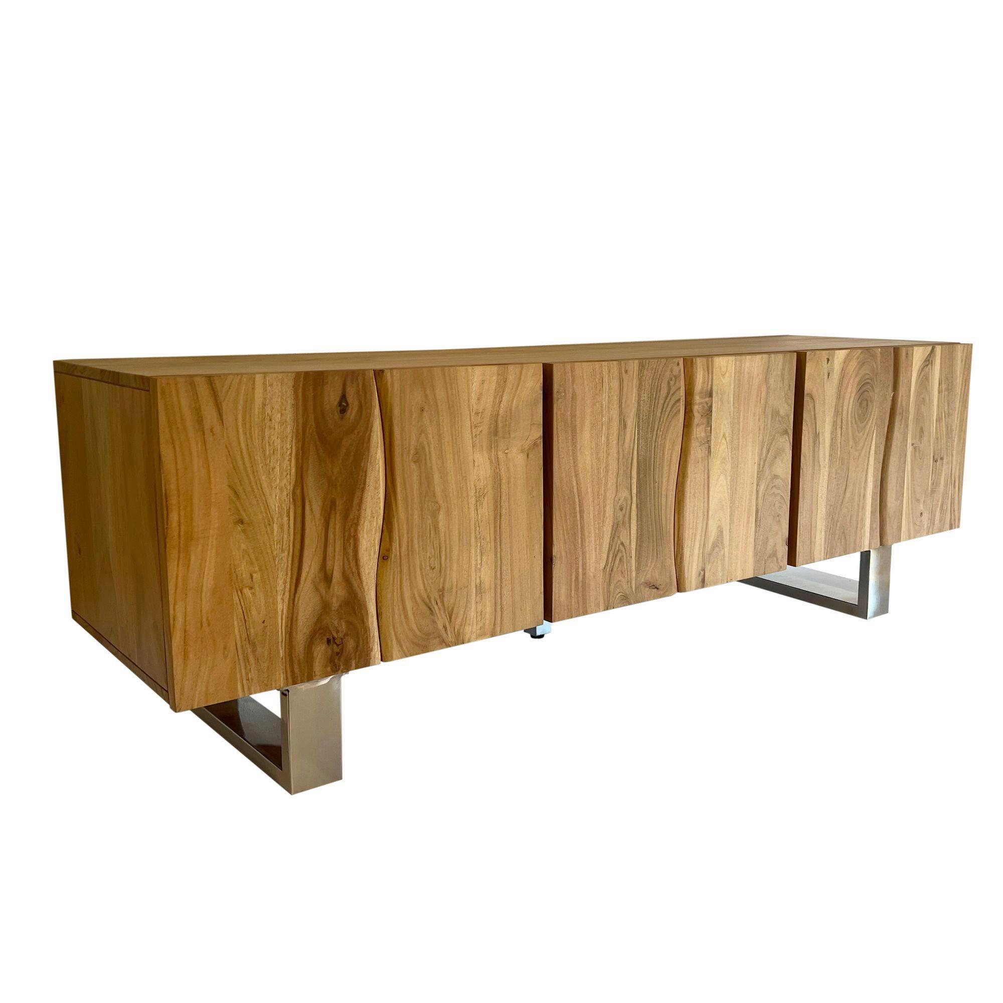 Lowboard Akaziefarben B: 160cm - Chromfarben/Akaziefarben, Natur, Holz (160/56/46cm) - Livetastic