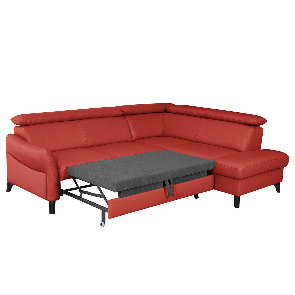 Ecksofa Note New Teilleder Rot 244x199 - Rot/Schwarz, Design, Leder/Textil (244/199cm) - Livetastic