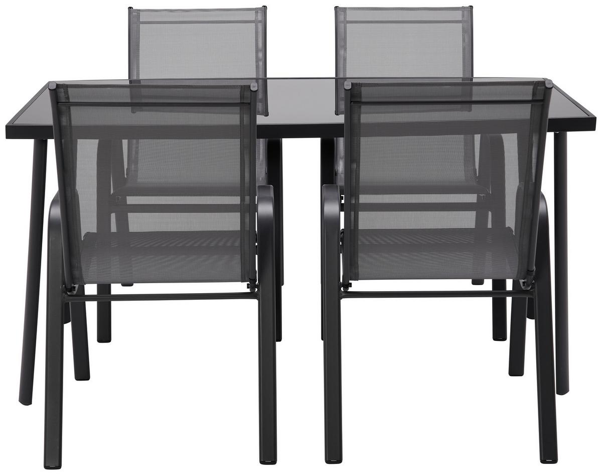 Gartentisch Nadine Metall/Glas L 148 cm - Anthrazit/Schwarz, MODERN, Glas/Metall (148/72/88cm) - Luca Bessoni