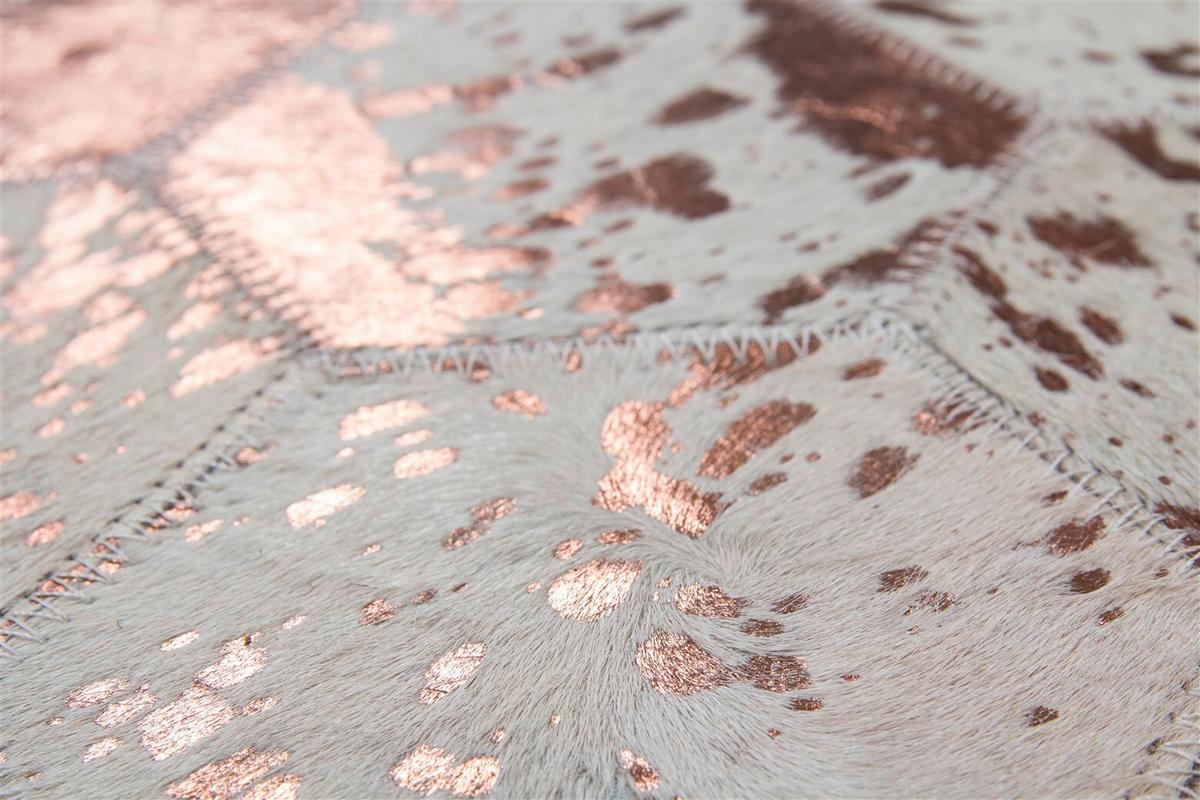 Flachwebteppich, 80x150 Cm Spark 210 Elfenbein / Chrom - Roségold/Creme, Design, Leder (80/150cm) - Novel