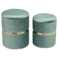 Hockerset Milas 100 2-Teilig Mintgrün D: 36/31,5 cm - Goldfarben/Mintgrün, KONVENTIONELL, Textil/Metall (31,5x38/36x44cm) - Kayoom