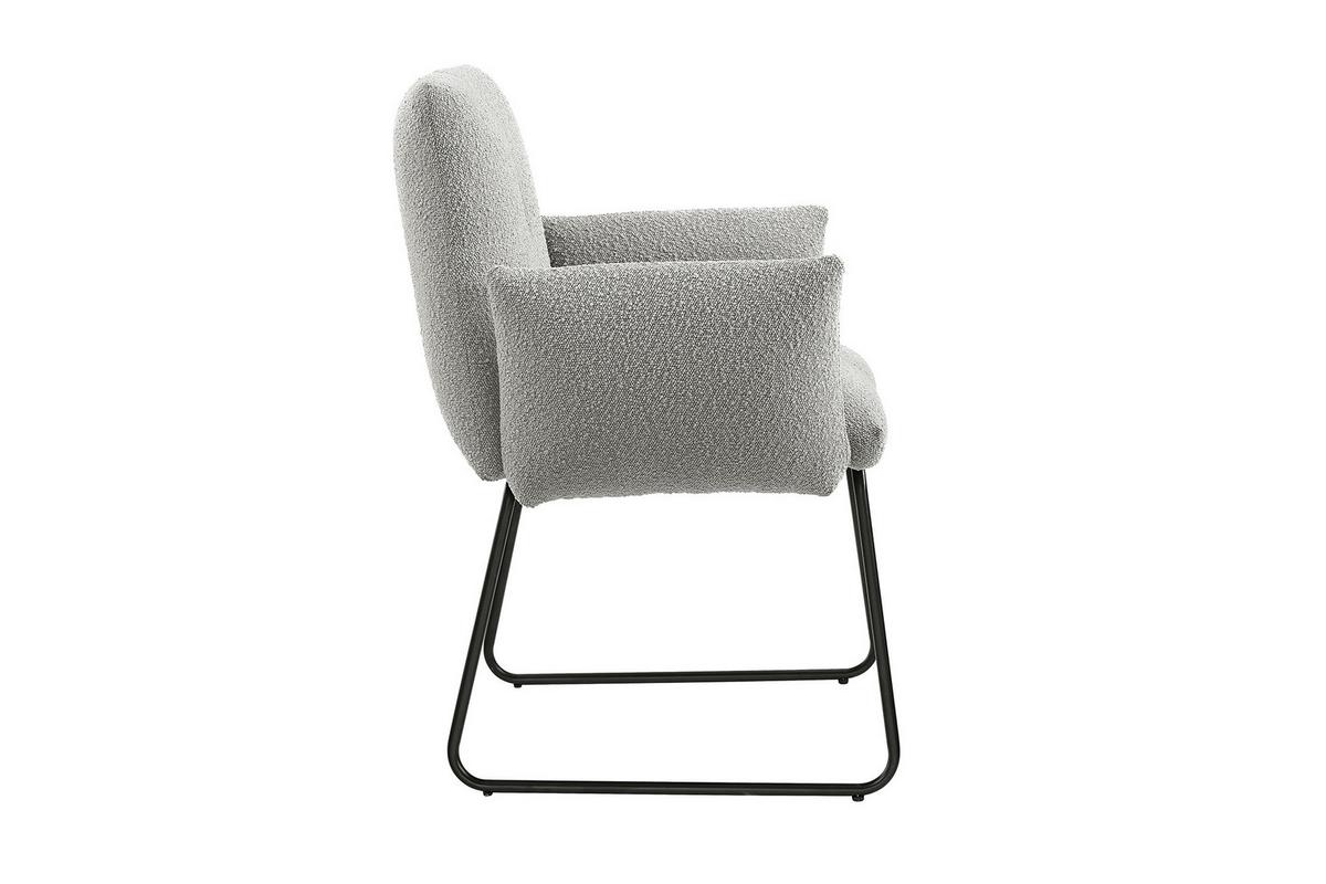 Armlehnstuhl Hellgrau B: 73,5 cm - Hellgrau/Schwarz, MODERN, Textil/Metall (73,5/87/64,5cm) - Livetastic