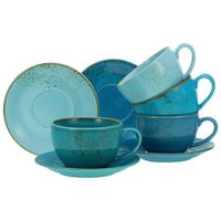 Kaffeetasse Keramik 300 ml 4 Stk. Blau/Goldfarben - Blau/Goldfarben, Keramik (30/30/22cm) - Creatable