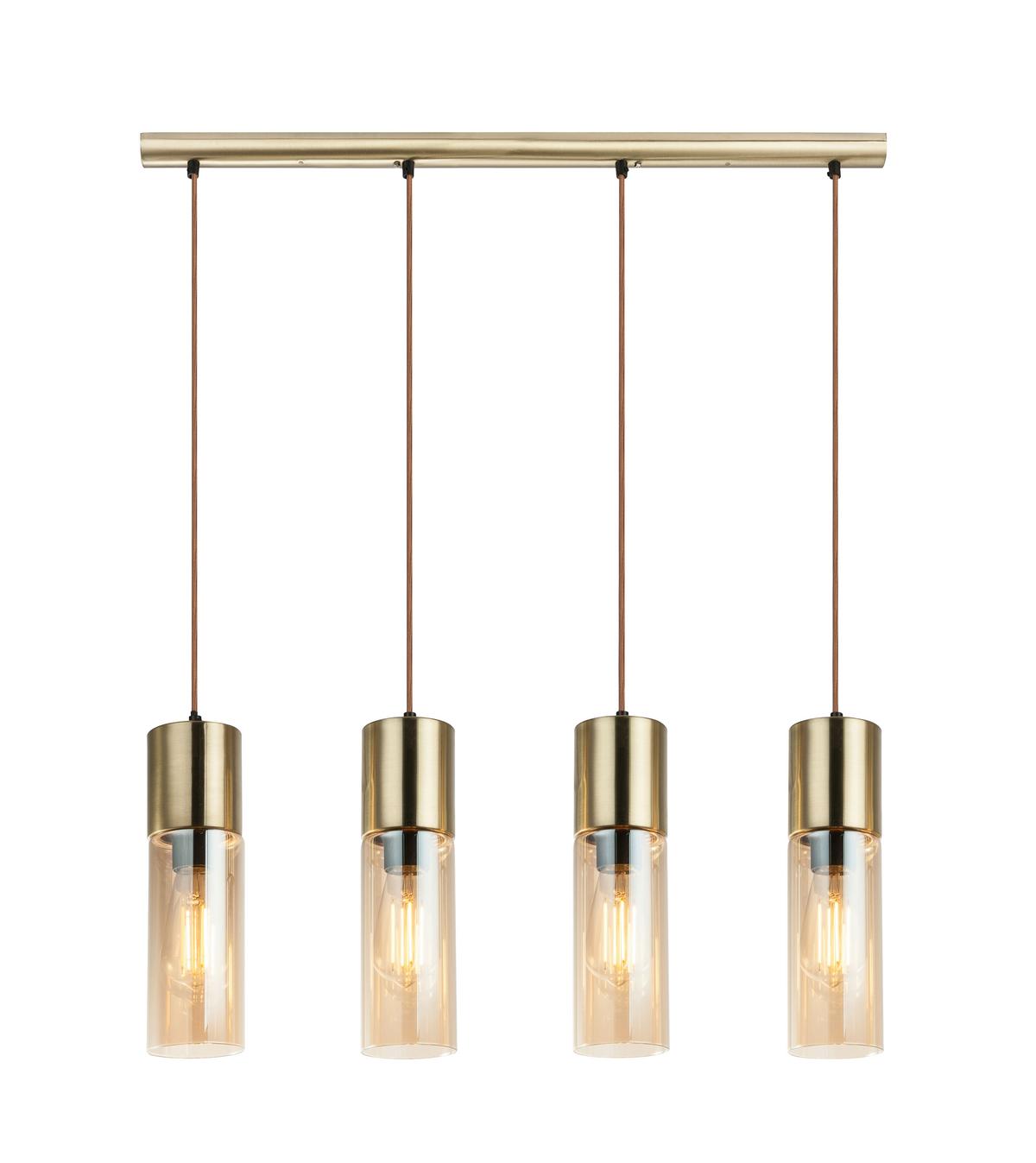 Hängeleuchte H: 156 cm 4-Flammig, Messingfarben - Messingfarben, KONVENTIONELL, Glas/Metall (80/9/156cm) - Globo
