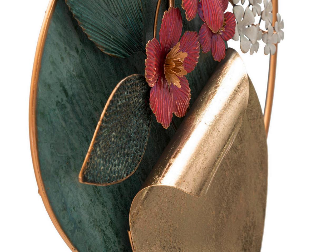 Wanddeko Gard Gold/grün/weiß/rosa B: 67 Cm - Goldfarben/Rosa, Basics, Metall (67/74/8cm)