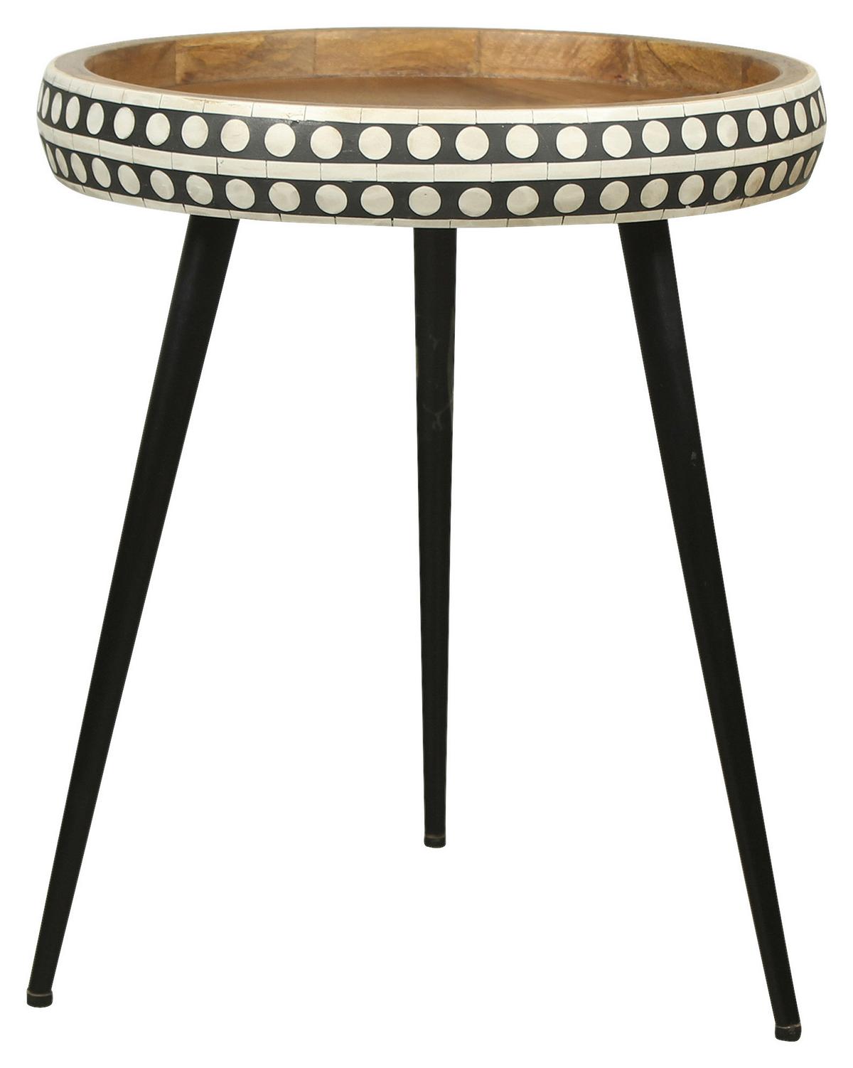 Beistelltisch Naturfarben Echtholz H: 42 cm Jana - Schwarz/Naturfarben, MODERN, Holz/Metall (35/42/35cm) - MID.YOU