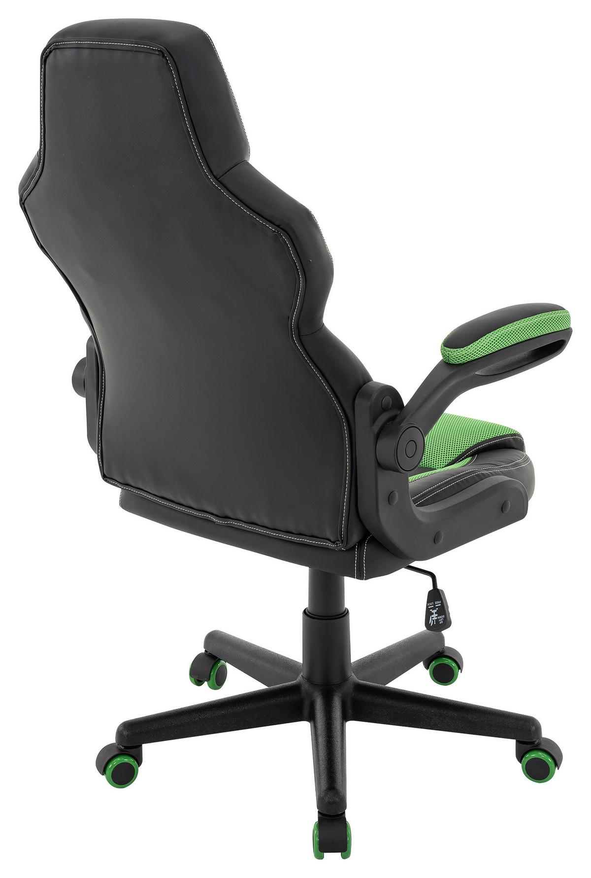 Chefsessel Meli mit Gaslift Lederlook Grün, B: 62 cm - Schwarz/Grün, MODERN, Kunststoff/Textil (62/105-117/66cm)