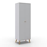 Šatní skříň LUDO bílá - bílá/přírodní barvy, Moderní, kov/dřevo (60/180/40cm) - Bessagi Home