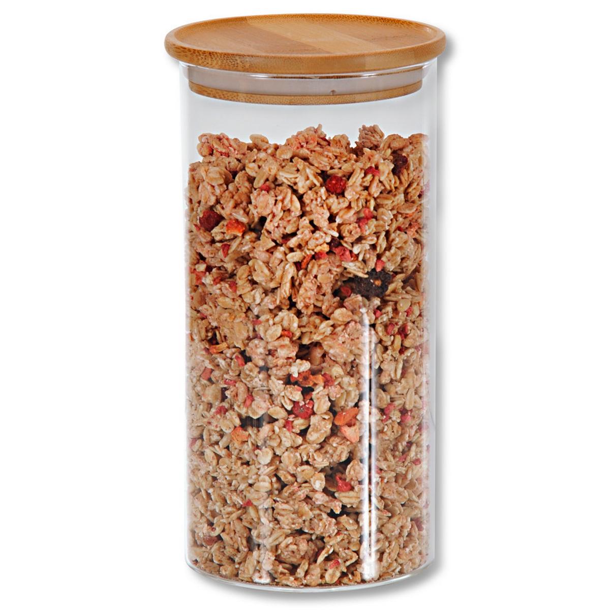 Vorratsdosen 3er-Set Versch. Größen Stapelbar - Braun, MODERN, Glas/Holz (10/20cm) - Kesper