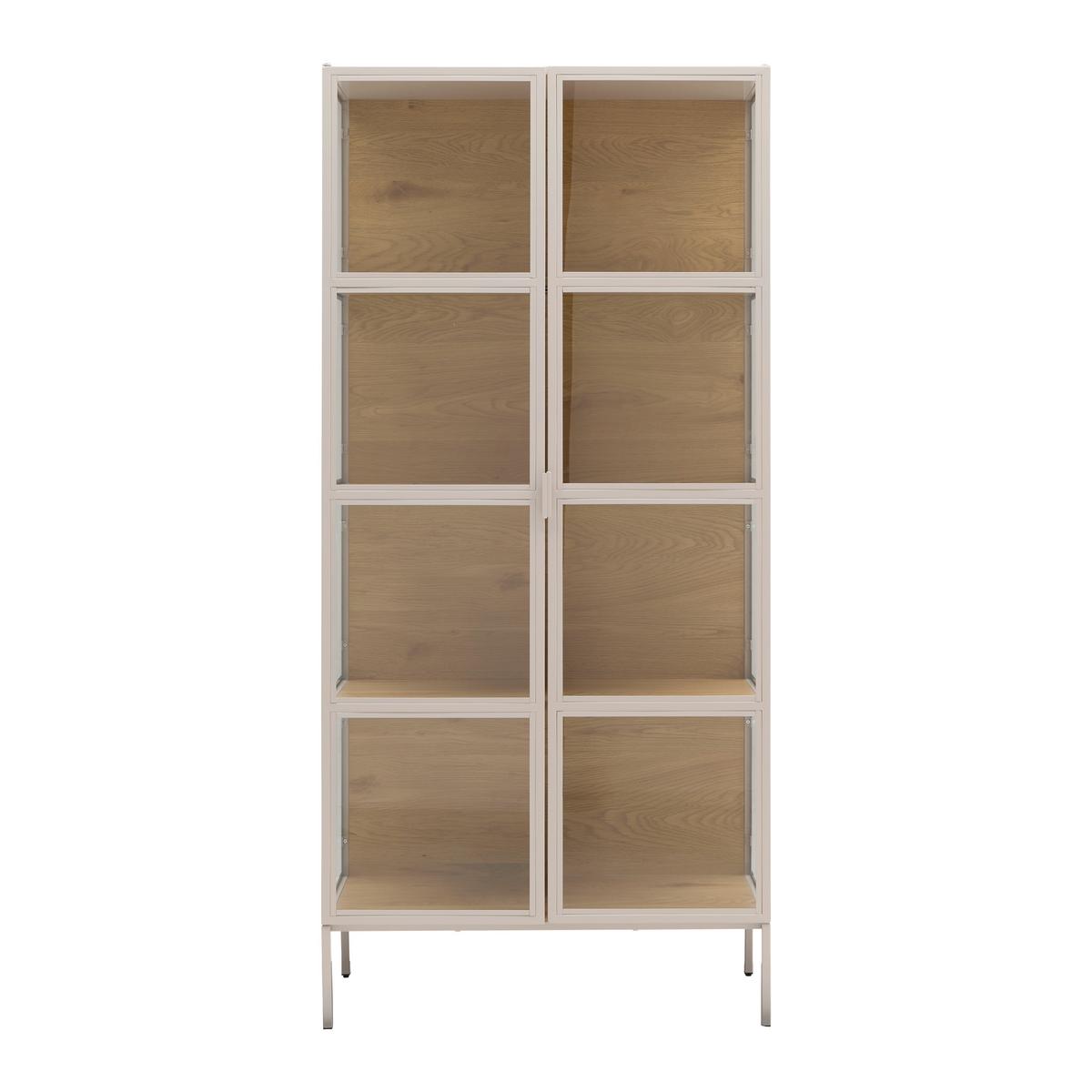 Vitrína Bray, š: 80 cm - barvy dubu/béžová, Moderní, kov/kompozitní dřevo (80/172/35cm) - Mömax