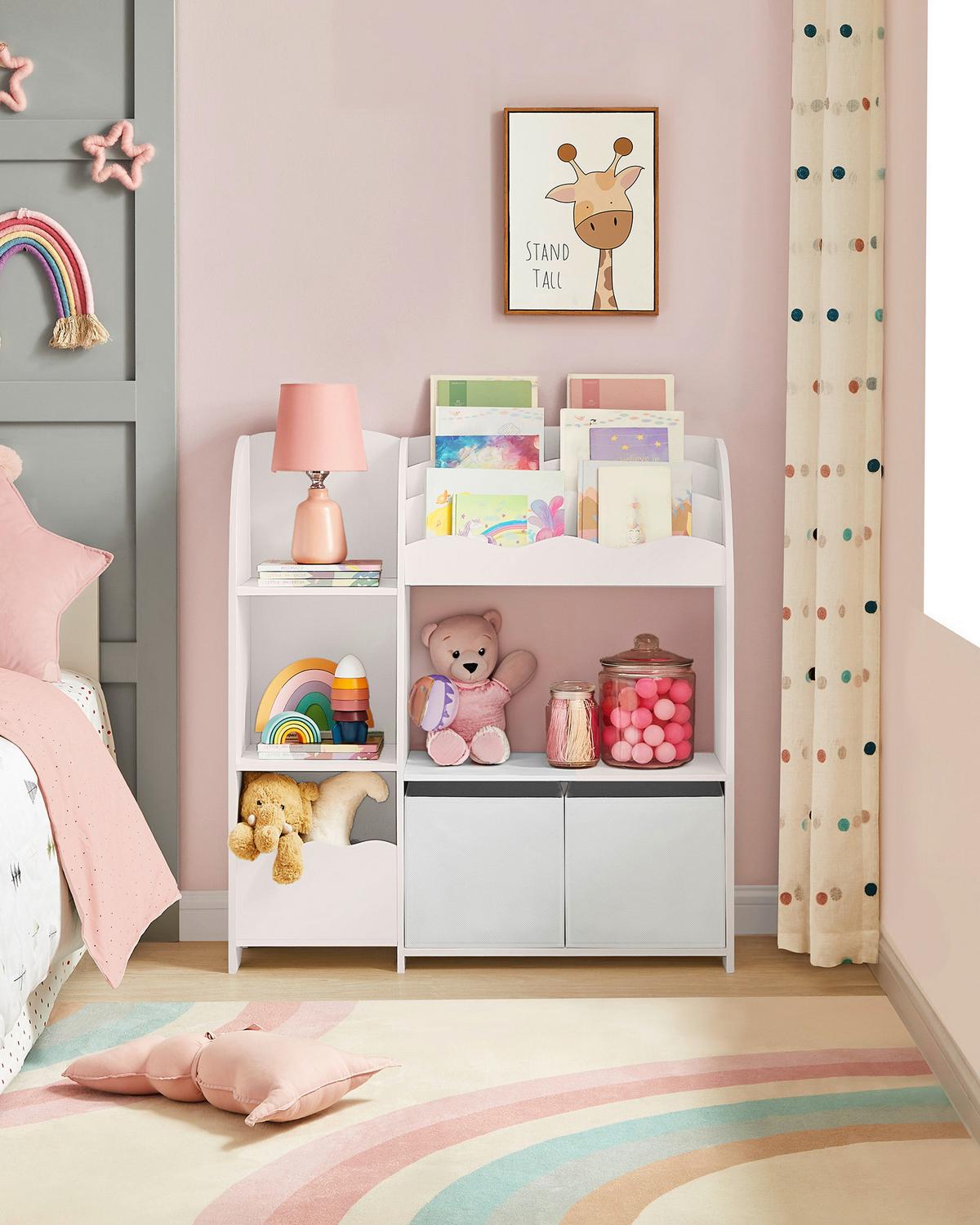 Toy Storage Shelf Weiß B: 62,5 cm - Weiß, MODERN, Holzwerkstoff/Textil (62,5/70,2/29,5cm) - MID.YOU