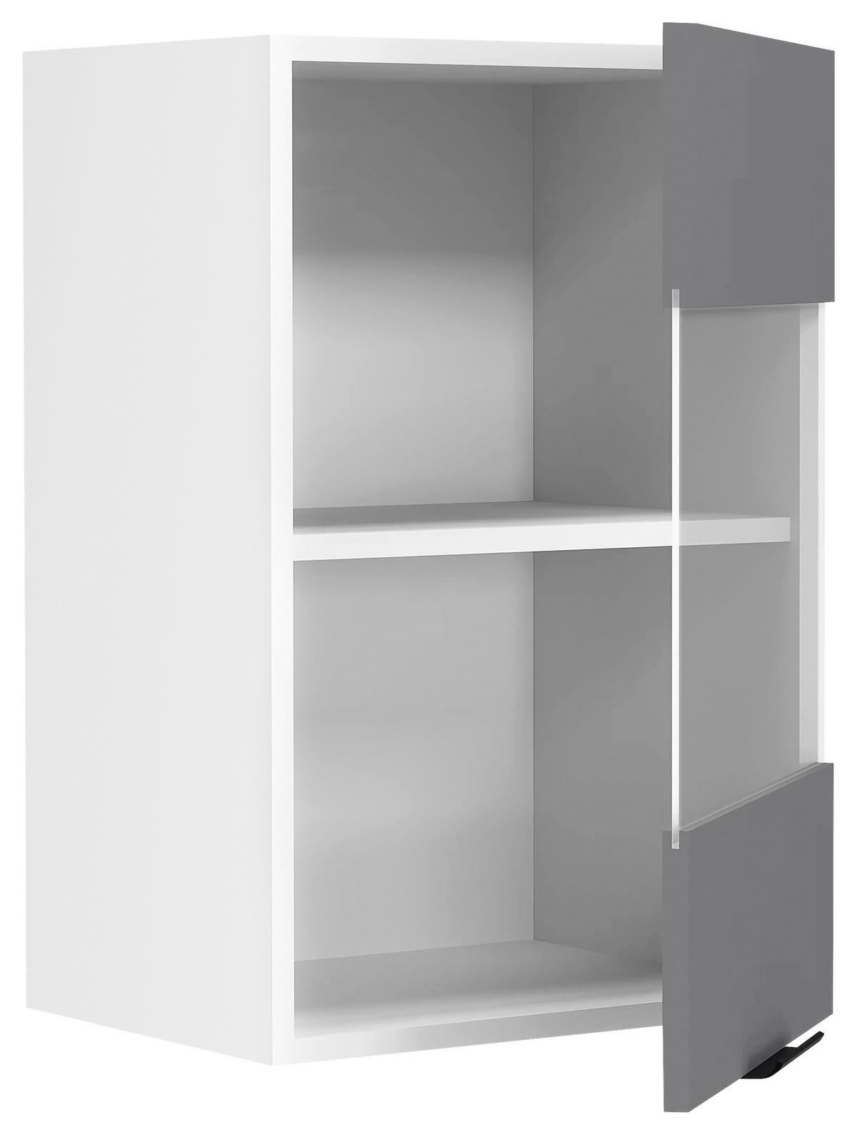 Küchenoberschrank Fasola Weiß/Anthrazit B: 40 cm - Anthrazit/Weiß, Trend, Glas/Holzwerkstoff (40/60/31cm) - MID.YOU