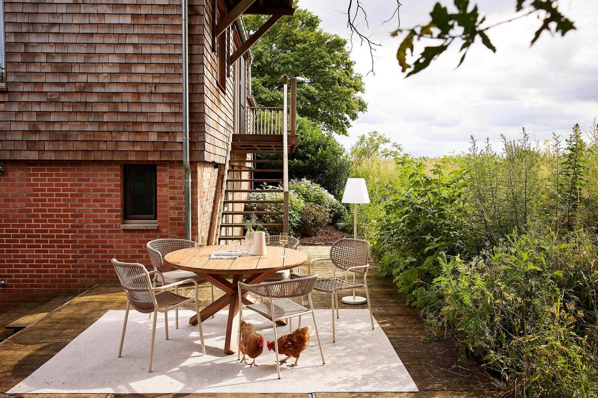 Außenstehleuchte Stella – Outdoor-Bodenleuchte - Beige/Weiß, MODERN, Textil/Metall (35/150/35cm)