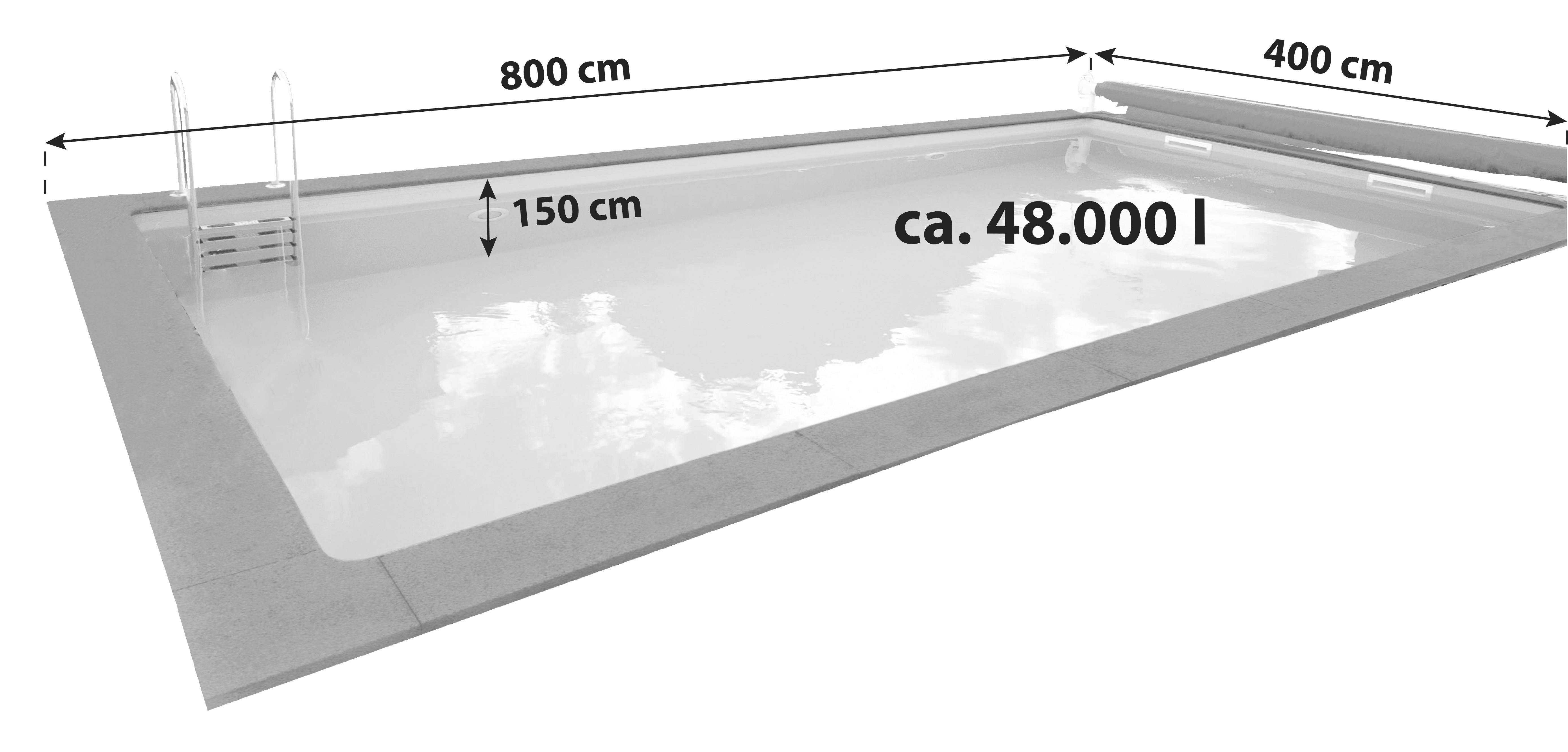 Styroporpool Set Kwad Pool Std 8,0x4,0x1,5m - Weiß, MODERN, Kunststoff (800/400/150cm)