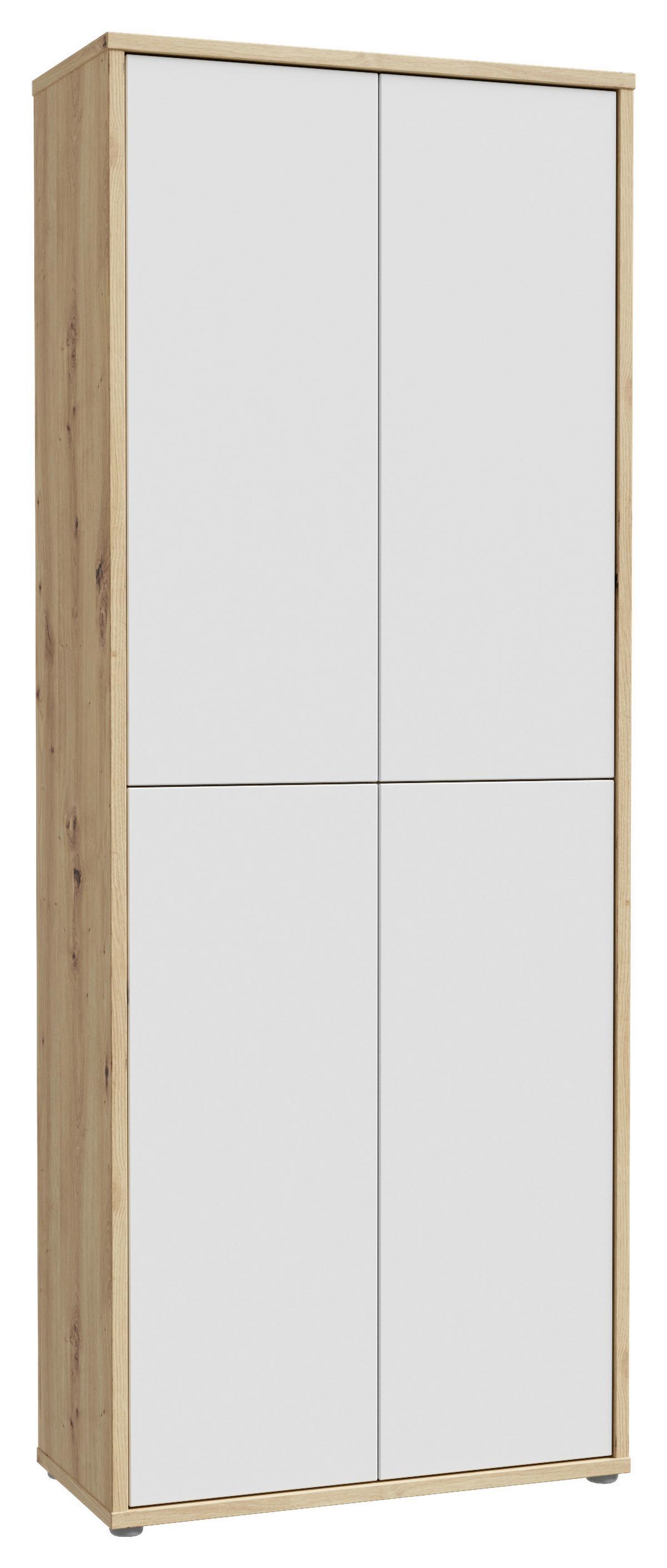Skříň na boty, šedá/dub artisan, š: 74,5cm - šedá/světle šedá, Moderní, kompozitní dřevo/plast (74,5/191,9/34,9cm)