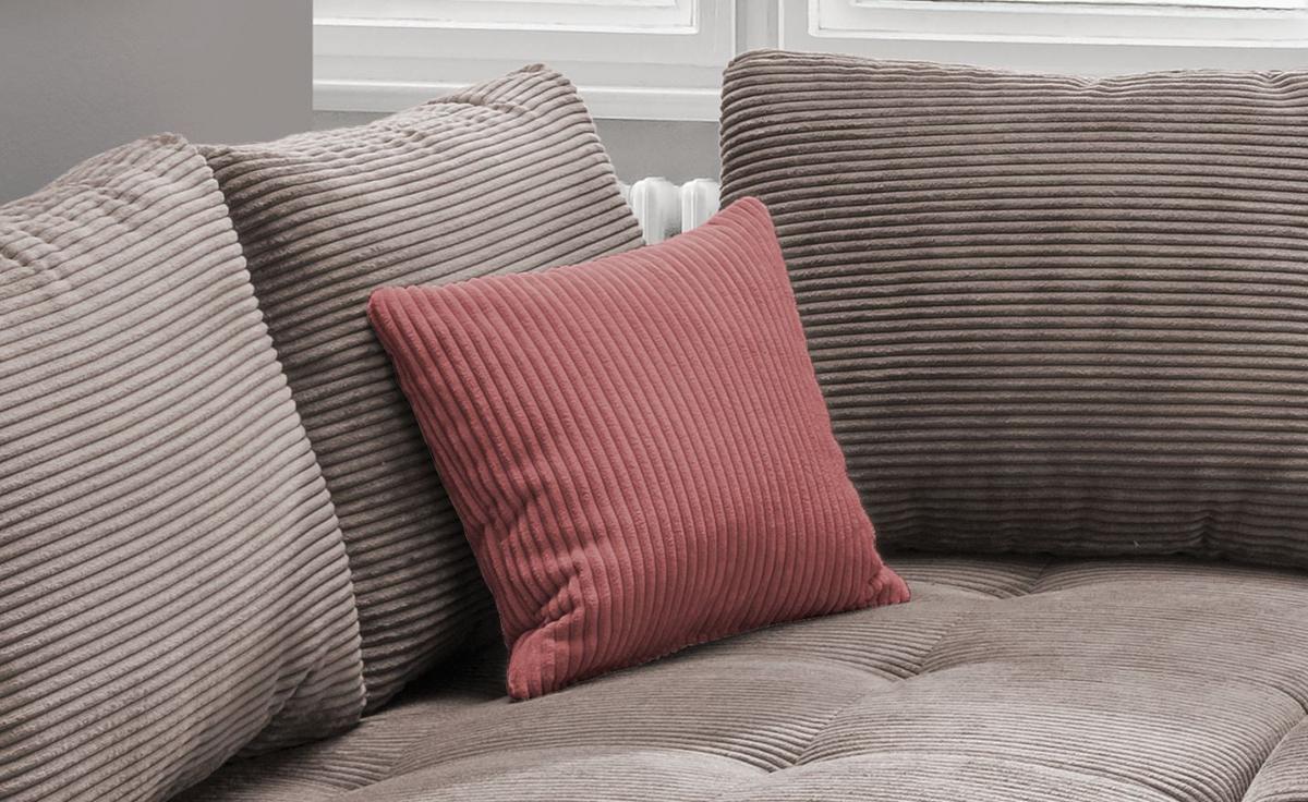 Rohová sedačka ALVITO, ľavá, sivohnedý menčester - hnedá/koralová, Design, drevo/textil (202/298cm) - MID.YOU