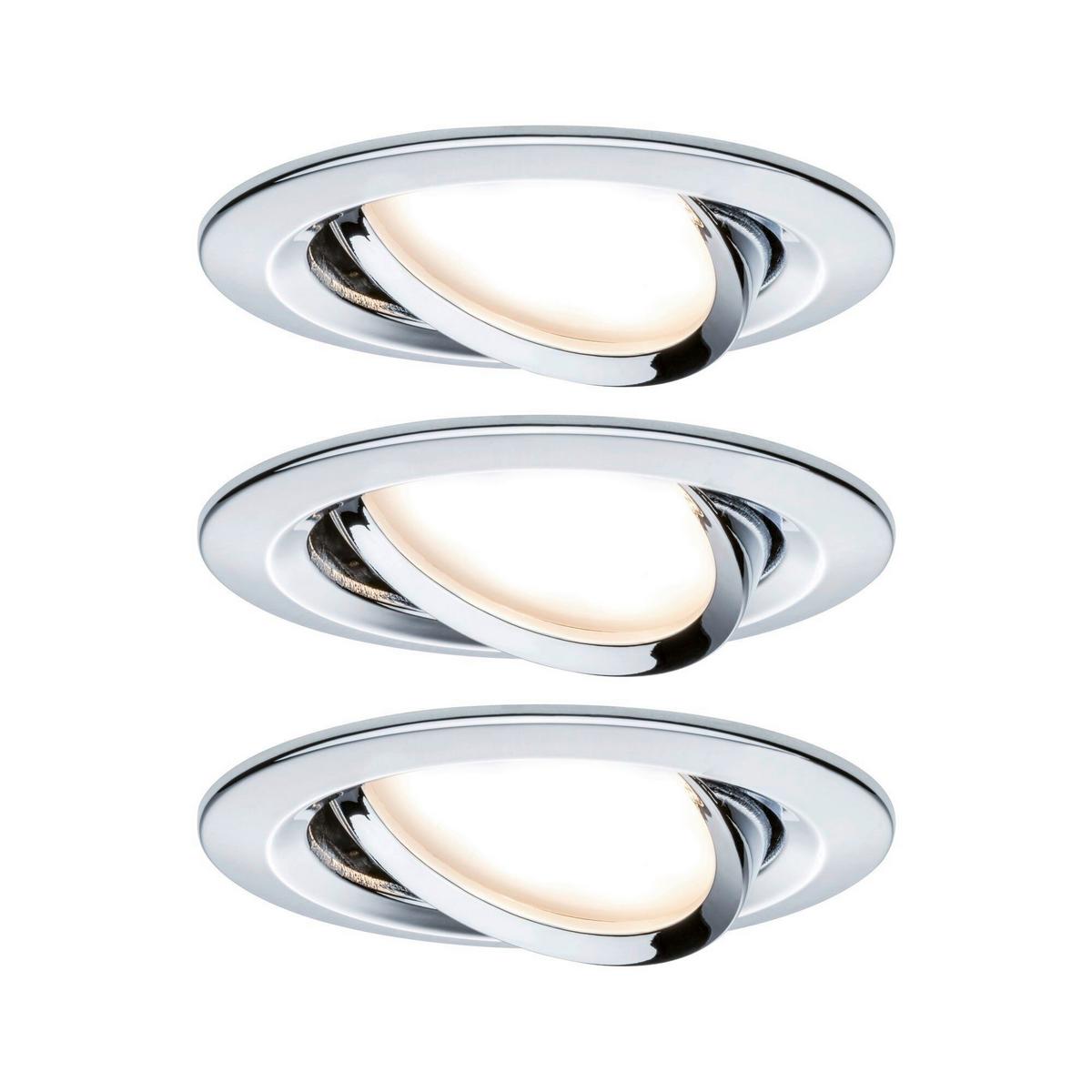 LED-Deckenleuchte 3er-Set Ø 8,4 cm, 3-Flammig, Rund - Chromfarben/Alufarben, Basics, Metall (8,4cm) - Paulmann