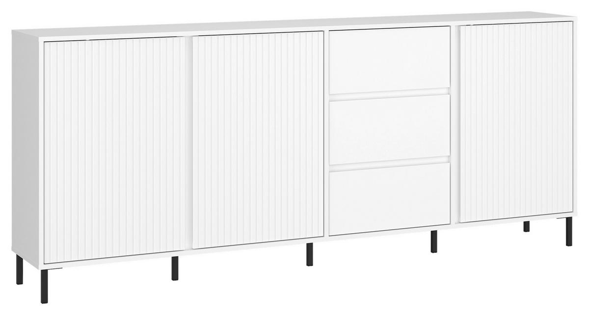 Kommode Avenale Weiß B: 212 Cm - Schwarz/Weiß, Trend, Holzwerkstoff (212/91,6/40cm)