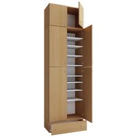 Schuhschrank Lona XXL Buche Dekor B: 70 cm - Buchefarben/Schwarz, MODERN, Holzwerkstoff (70/240/39cm) - MID.YOU