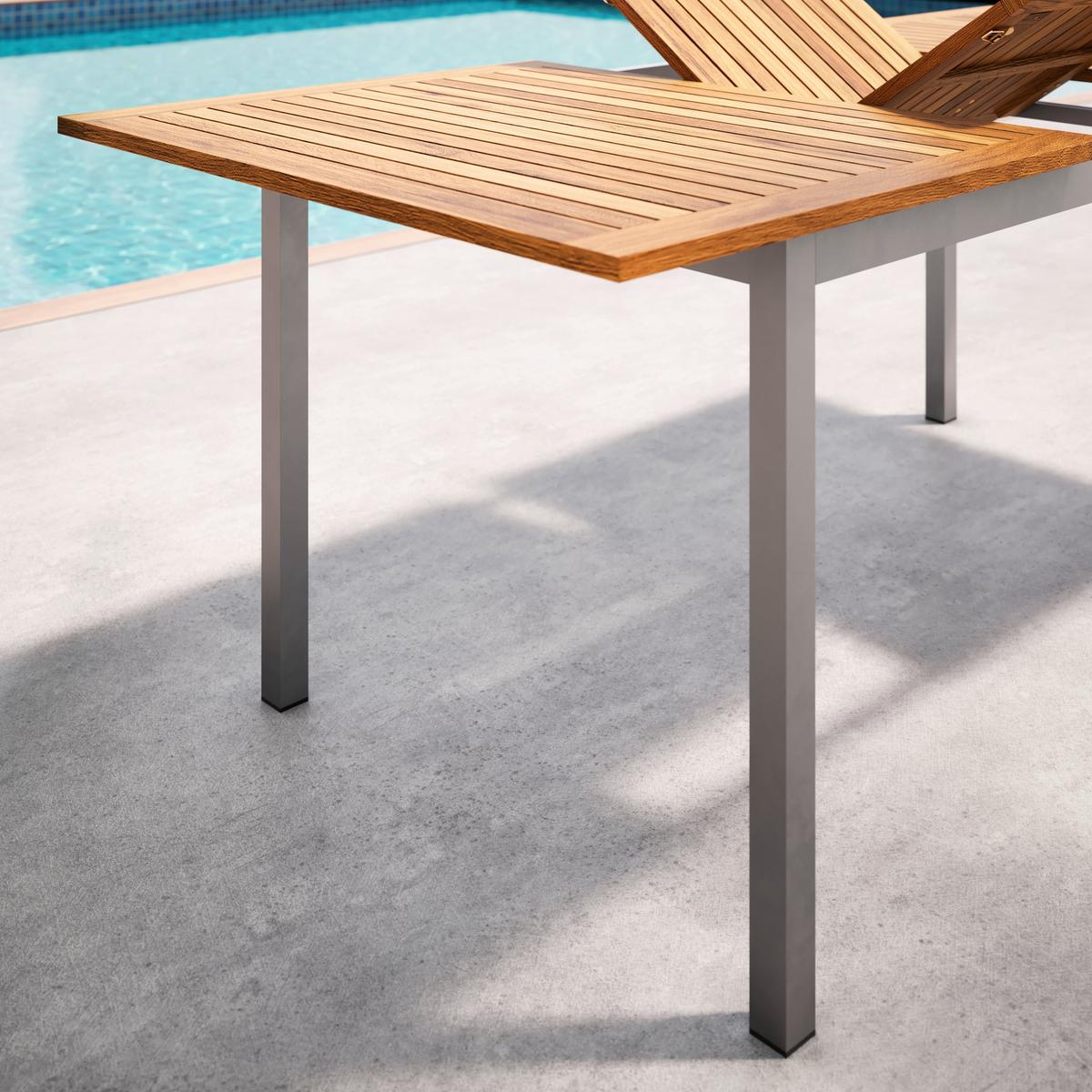 ZAHRADNÍ STŮL KOS - šedá, Natur, kov/dřevo (150-200/75/90cm) - Mömax