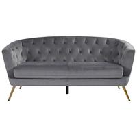 3-sitzer-sofa Lita Grau Samt Chesterfield-Design - Goldfarben/Grau, MODERN, Textil/Metall (183/78/83cm) - Ti'me