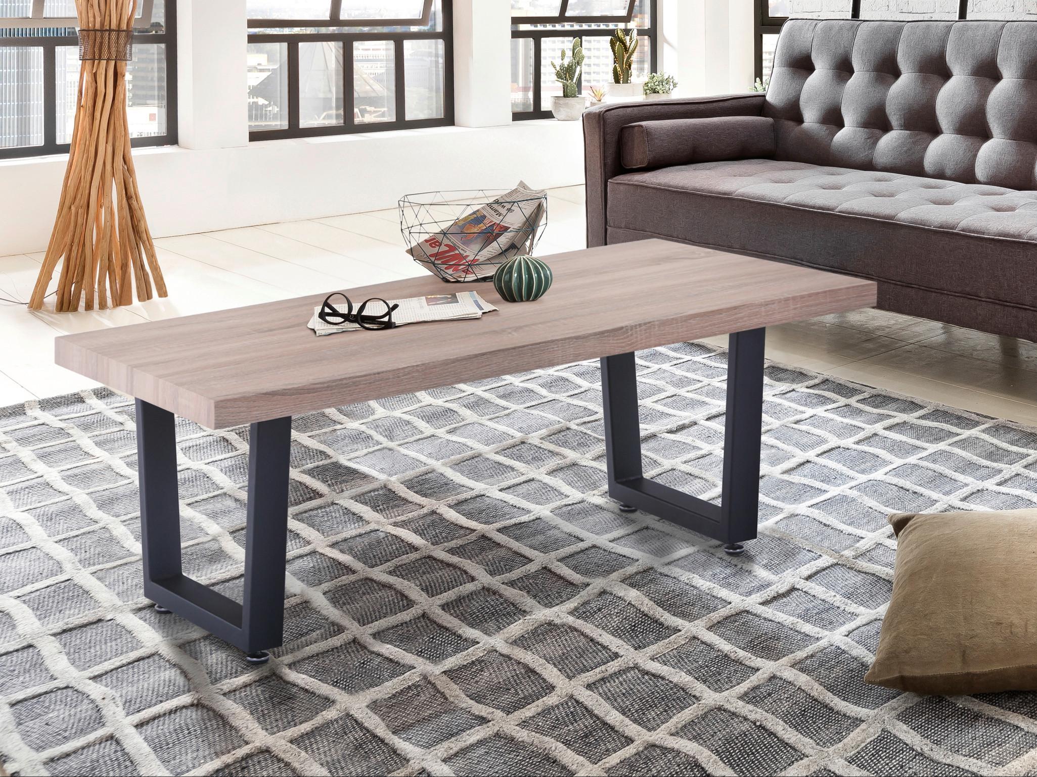 Couchtisch Naturfarben B: 60 cm - Schwarz/Naturfarben, Design, Holzwerkstoff/Metall (120/60/40cm) - Livetastic