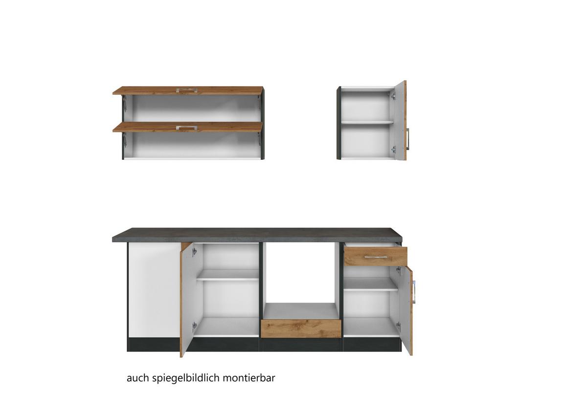 Eckküche Winkelblock ohne Geräte 210x150 cm Eichefarben - Eichefarben/Anthrazit, MODERN, Holzwerkstoff (210/210cm) - Held