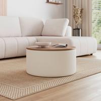 Konferenční stolek Elliot, P: 70 cm - bílá/přírodní barvy, Moderní, dřevo/kompozitní dřevo (70/70/35cm) - Bessagi Home