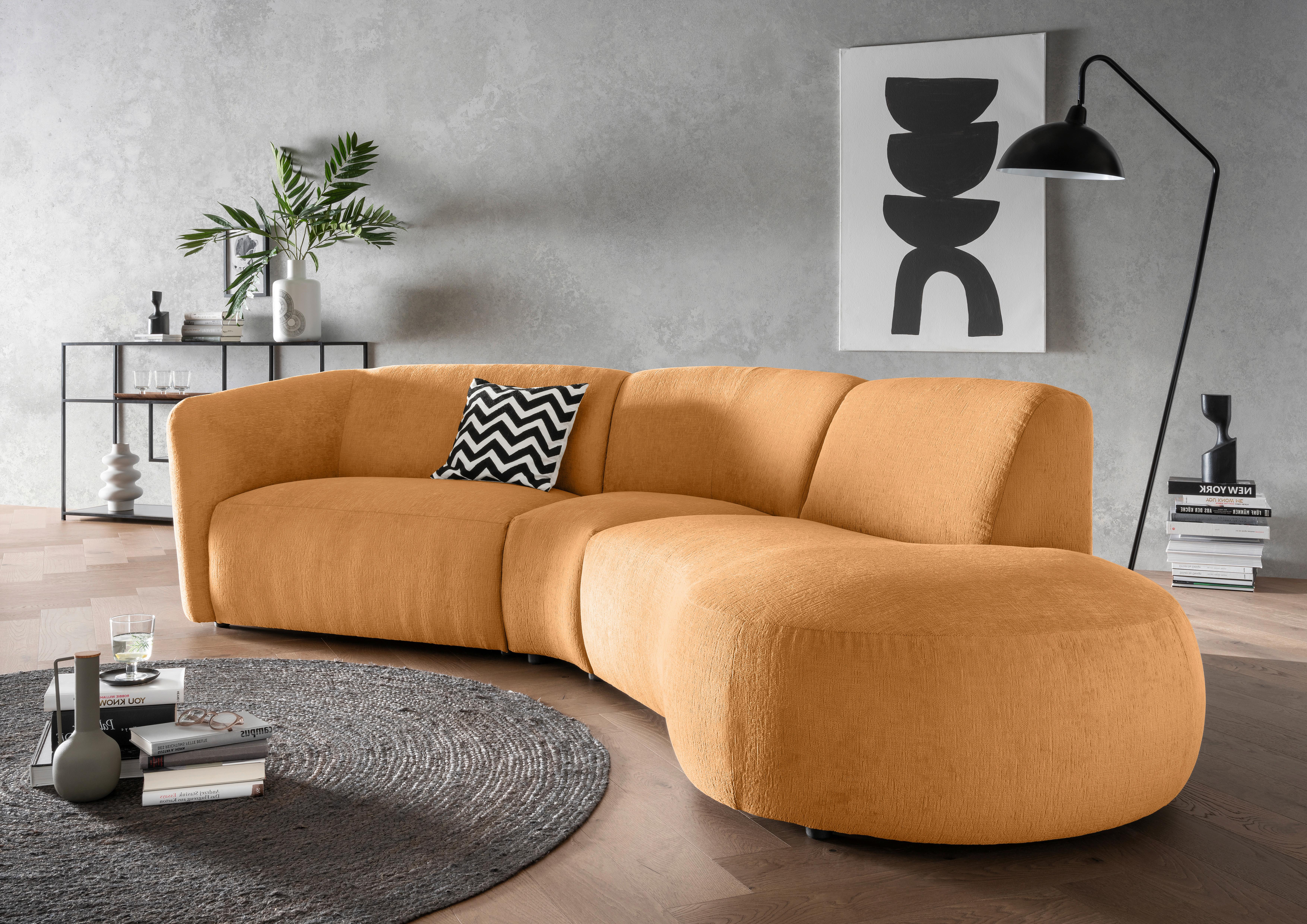 Ecksofa Jesi, Goldfarben S: 276x182 Cm - Goldfarben/Schwarz, MODERN, Textil (276/182cm) - Livetastic