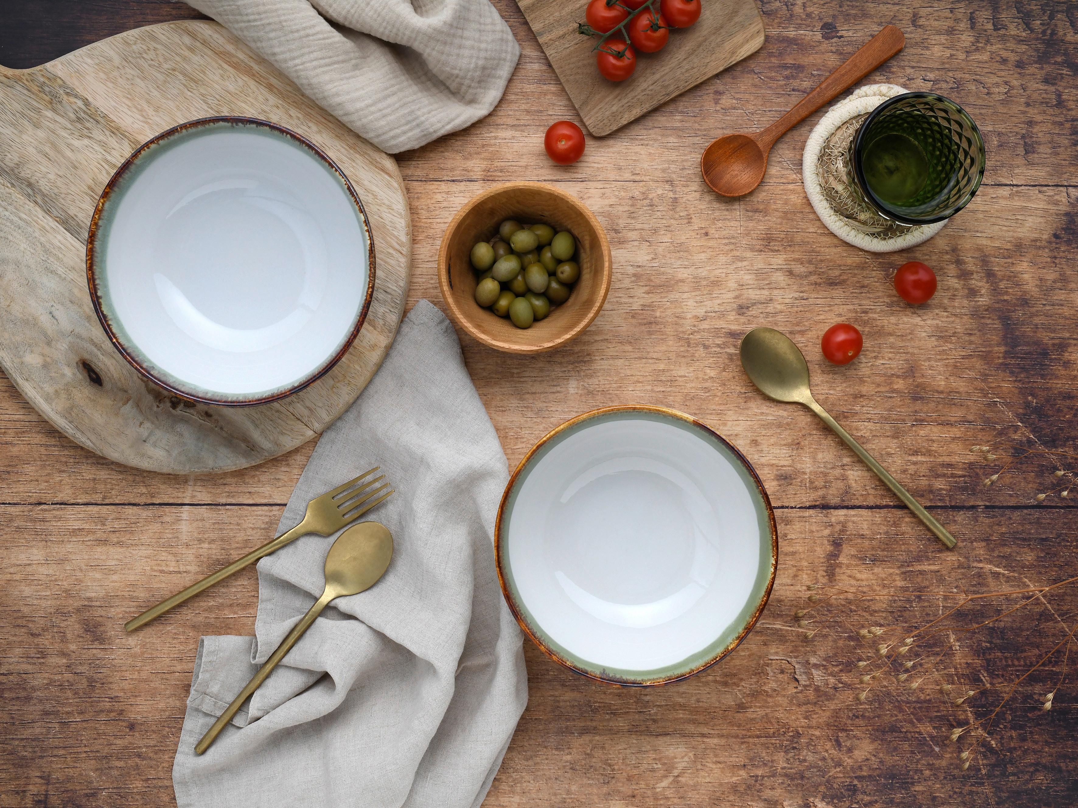 Schüsselset Cascade Weiß/Blaugrau 4-teilig - Blaugrau/Weiß, Design - Creatable