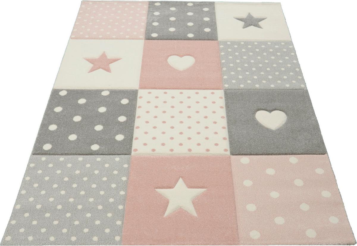 Kinderteppich Pastel Kids 20339 - Hellrosa/Grau, Basics, Textil (160/230cm)