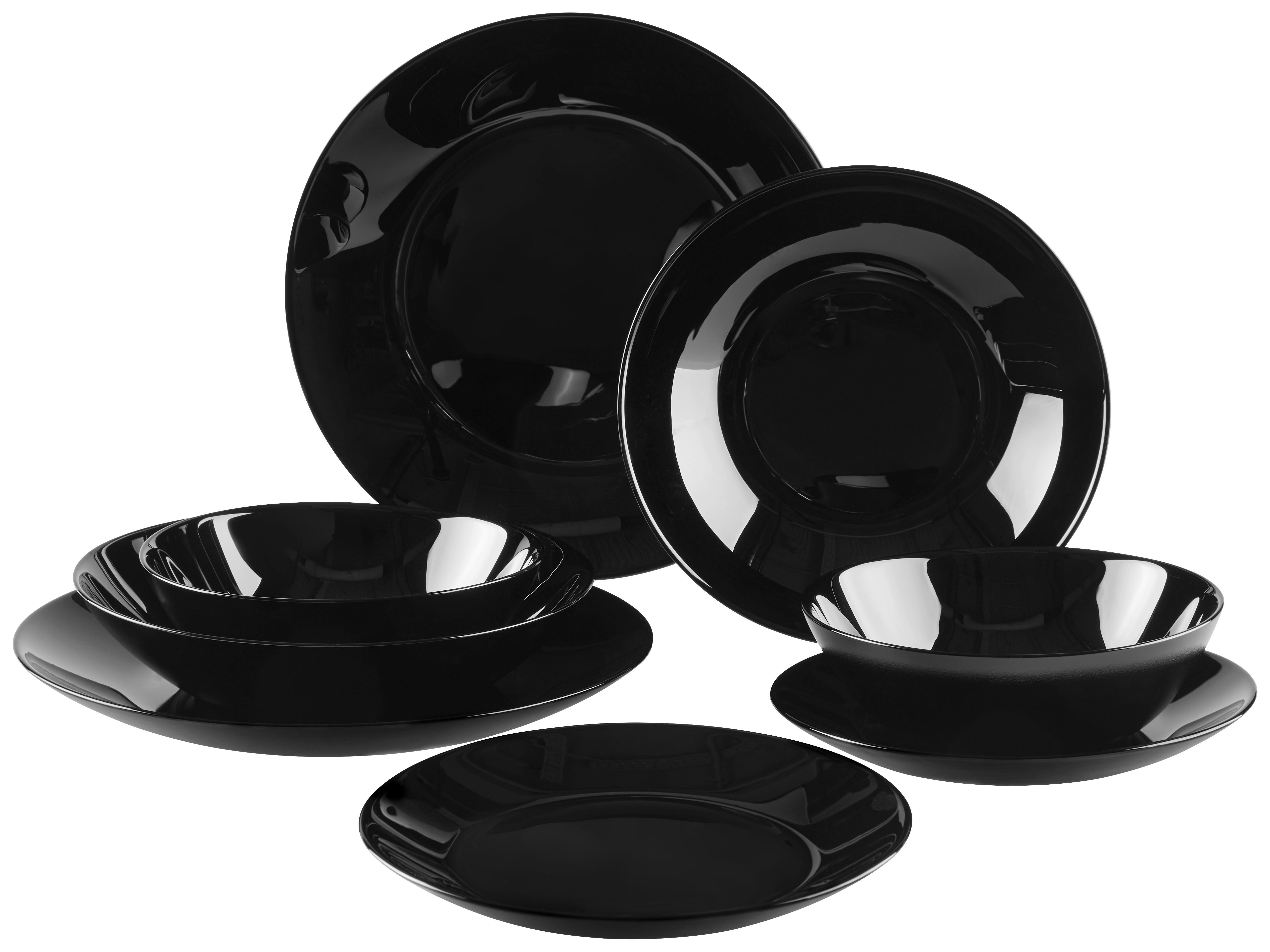 Desszertes Tányér Olivia - fekete, Basics, Üveg (18cm) - Ondega