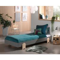 Kinderbett Modulo 90x200 cm Kiefer Massiv mit Lattenrost - Kieferfarben/Grau, MODERN, Holz/Holzwerkstoff (90/200cm) - Vipack