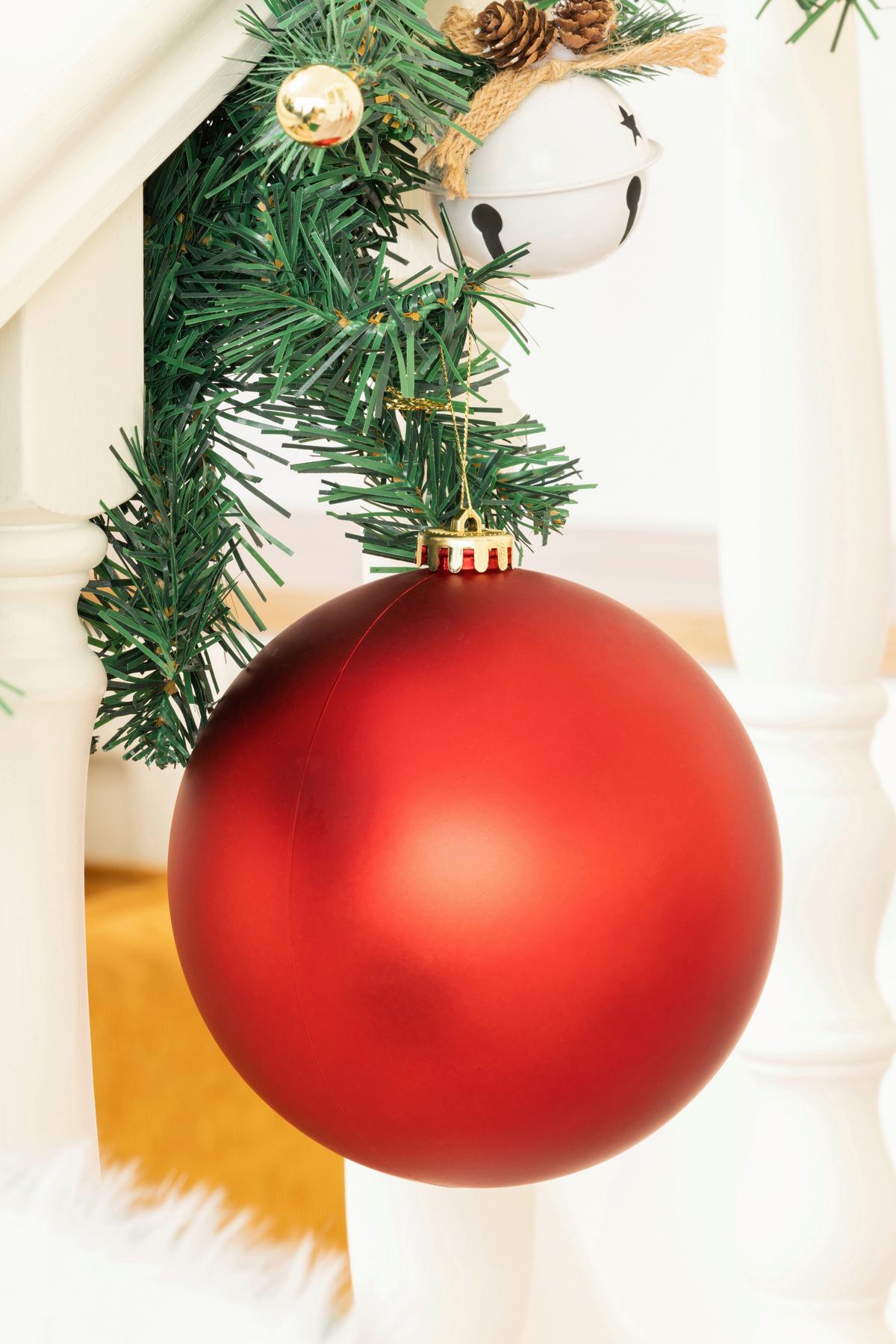 Christbaumkugel Kunststoff Silberfarben Handmade - Rot, KONVENTIONELL, Kunststoff (15cm) - Luca Bessoni