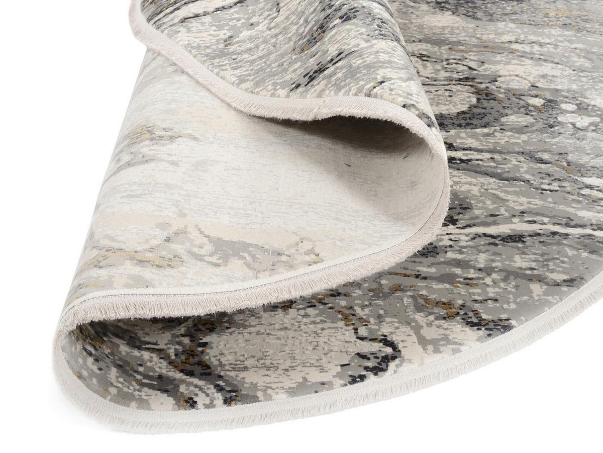 Webteppich Lille Grau/Goldfarben Rund Ø 240 cm - Goldfarben/Grau, Design, Textil (240cm) - Dieter Knoll