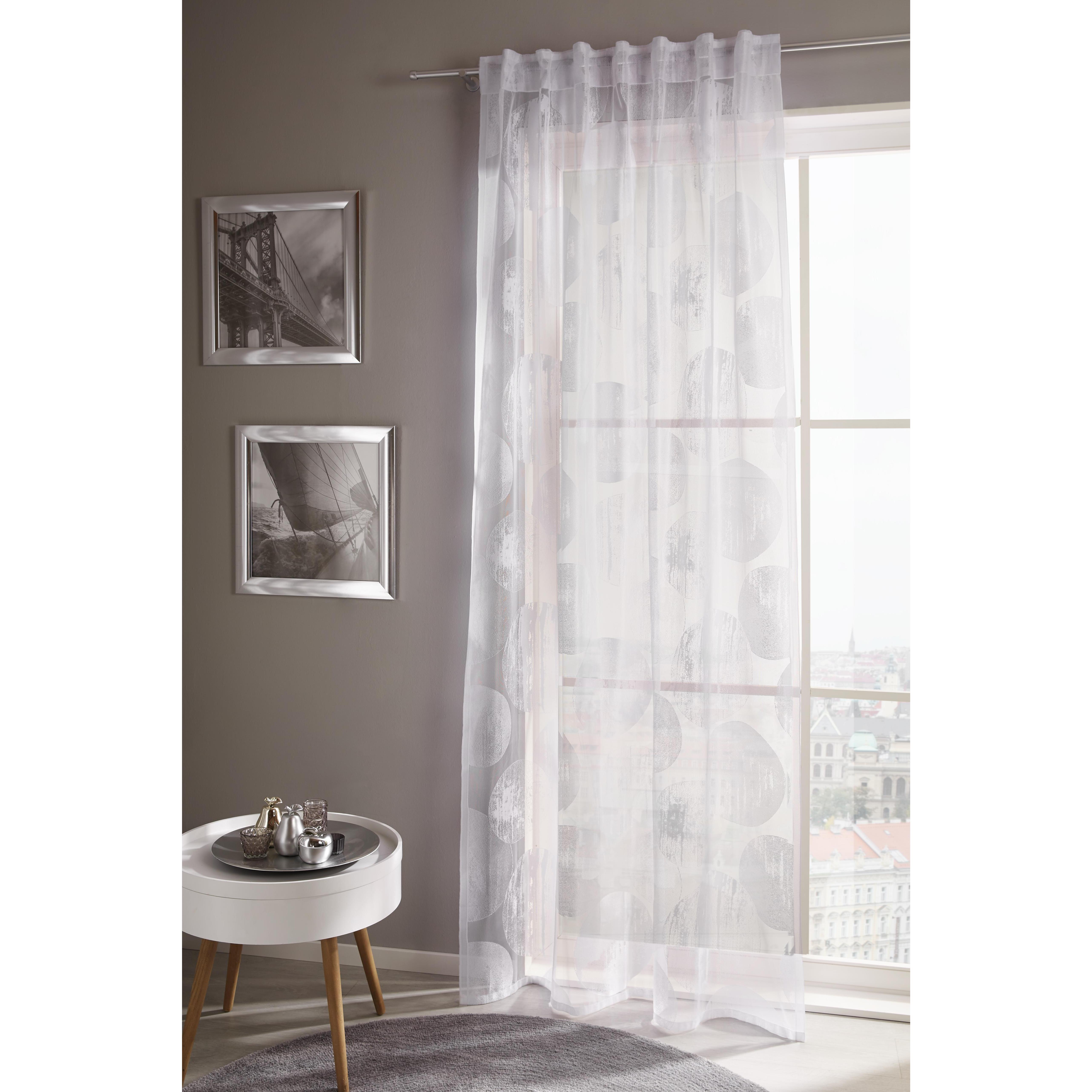 Fertigvorhang in Weiß halbtransparent mit Kreisen