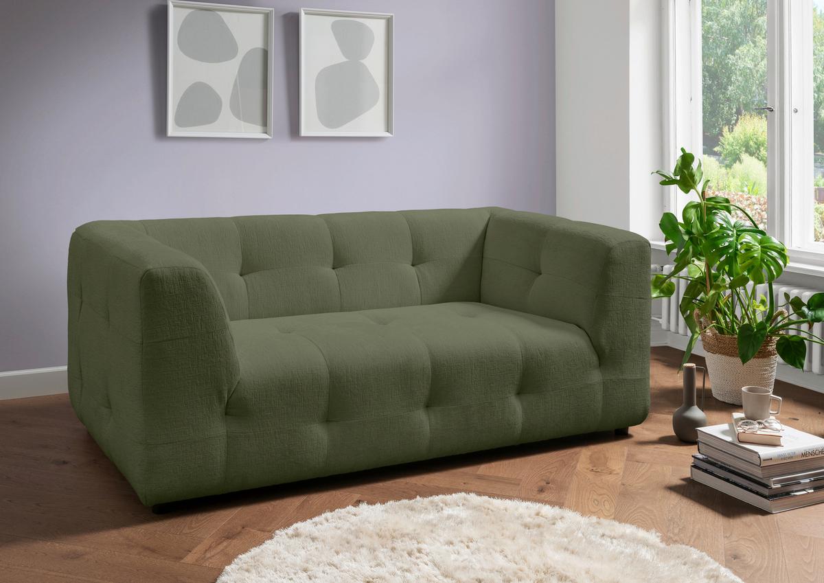 2-Sitzer-Sofa Velice, Grün B: 184 cm - Schwarz/Grün, Design, Textil (184/72/95cm) - Livetastic