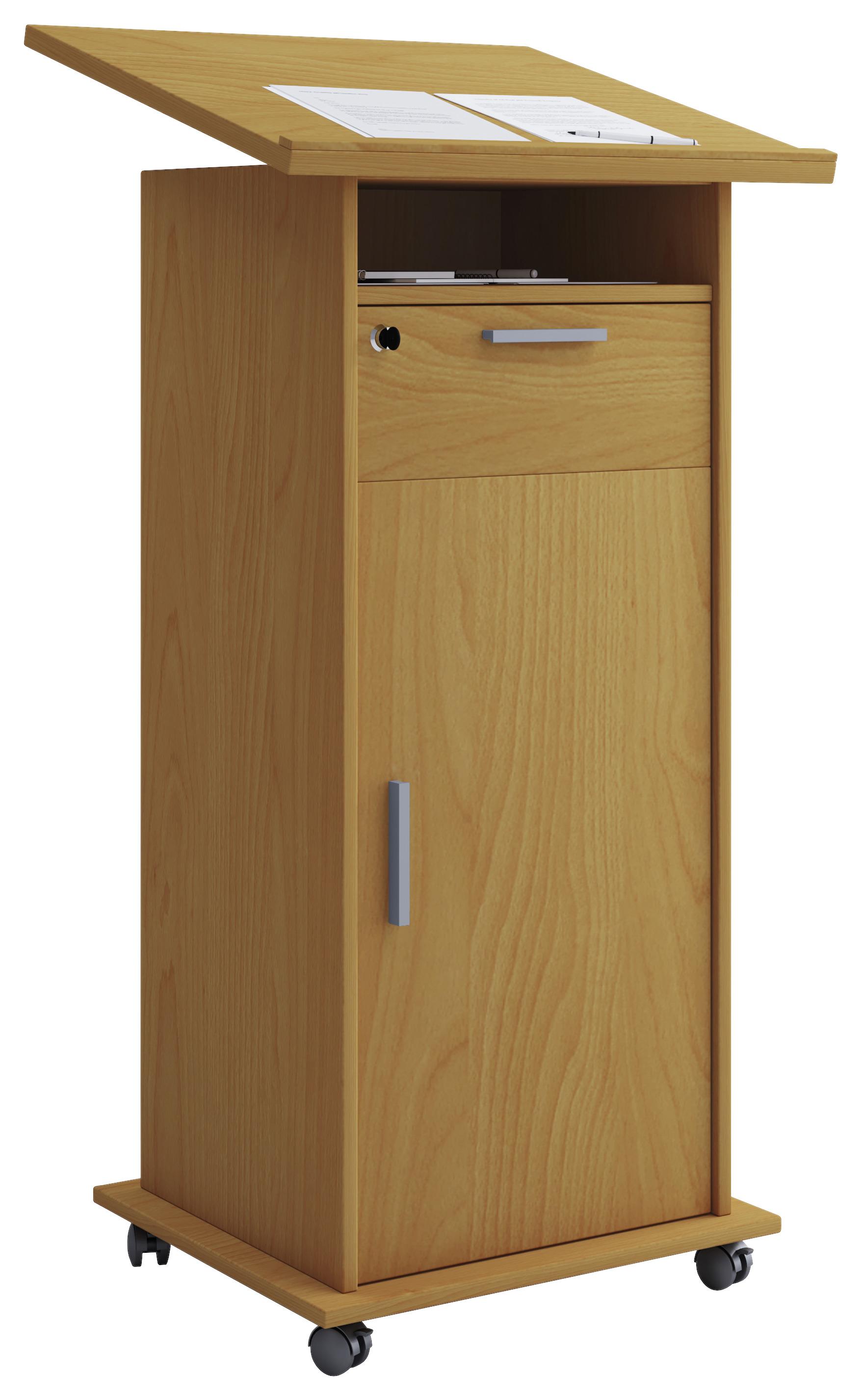 Stehpult MEETA mit Rollen, in Buchefarben