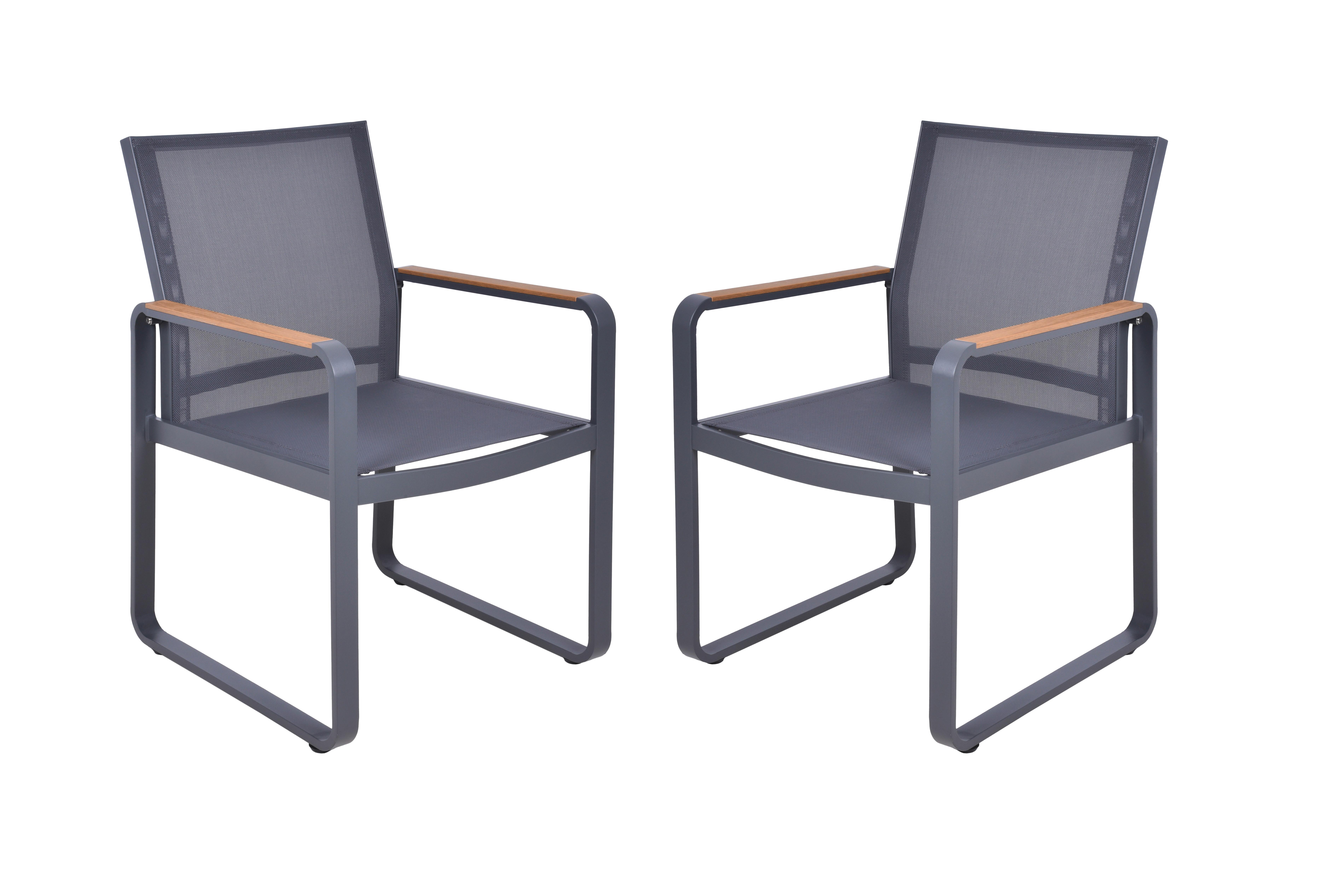 Gartenstuhl-Set Silea - Anthrazit/Braun, Basics, Holz/Kunststoff (56/85/60cm) - Gardenson