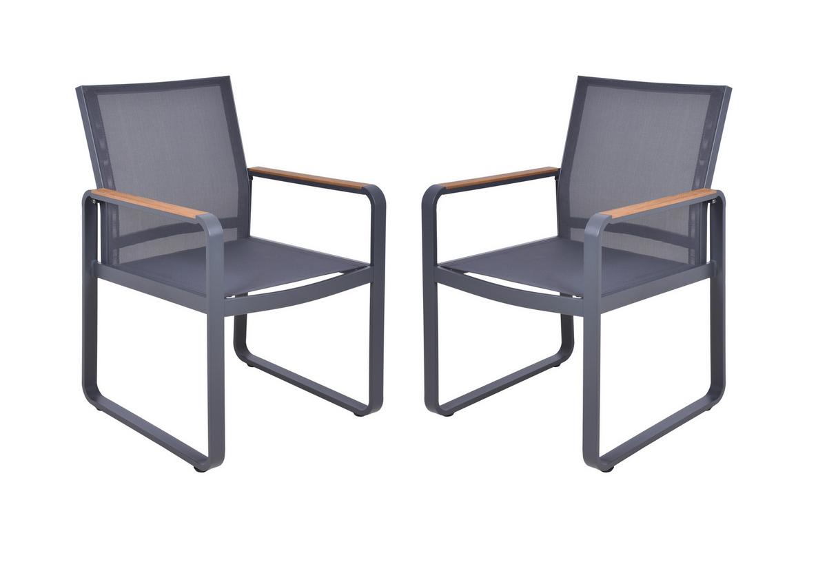 Gartenstuhl-Set Silea - Anthrazit/Braun, Basics, Holz/Kunststoff (56/85/60cm) - Gardenson