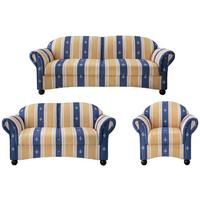 Sitzgarnitur Torello 3-teilig Blau - Wengefarben/Blau, KONVENTIONELL, Textil (439/84/80cm) - Livetastic