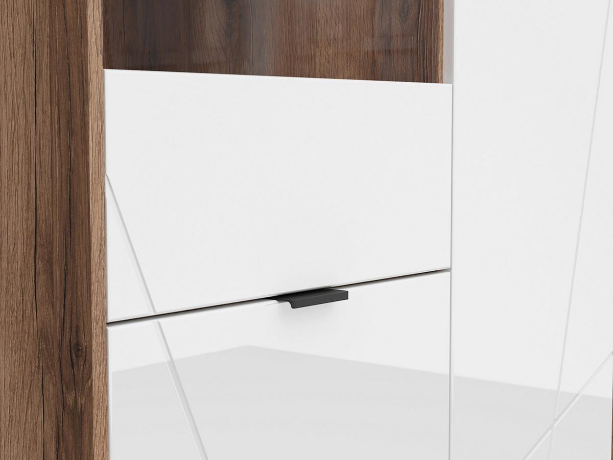 Vitrine Forn Glass-Door Cabinet - Weiß Hochglanz/Eichefarben, Design, Glas/Holzwerkstoff (94/157/42,5cm)
